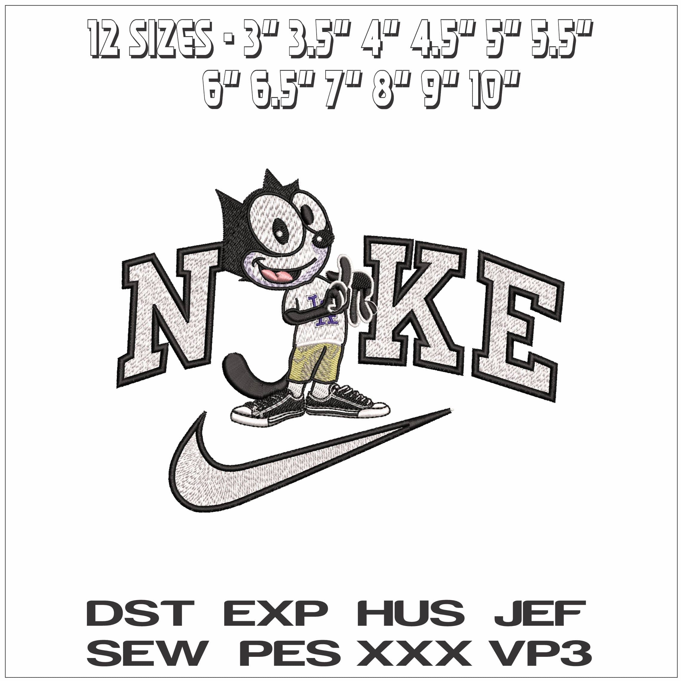 Nike Felix the Cat LA- Elegant embroidery design file - instant download — view 2