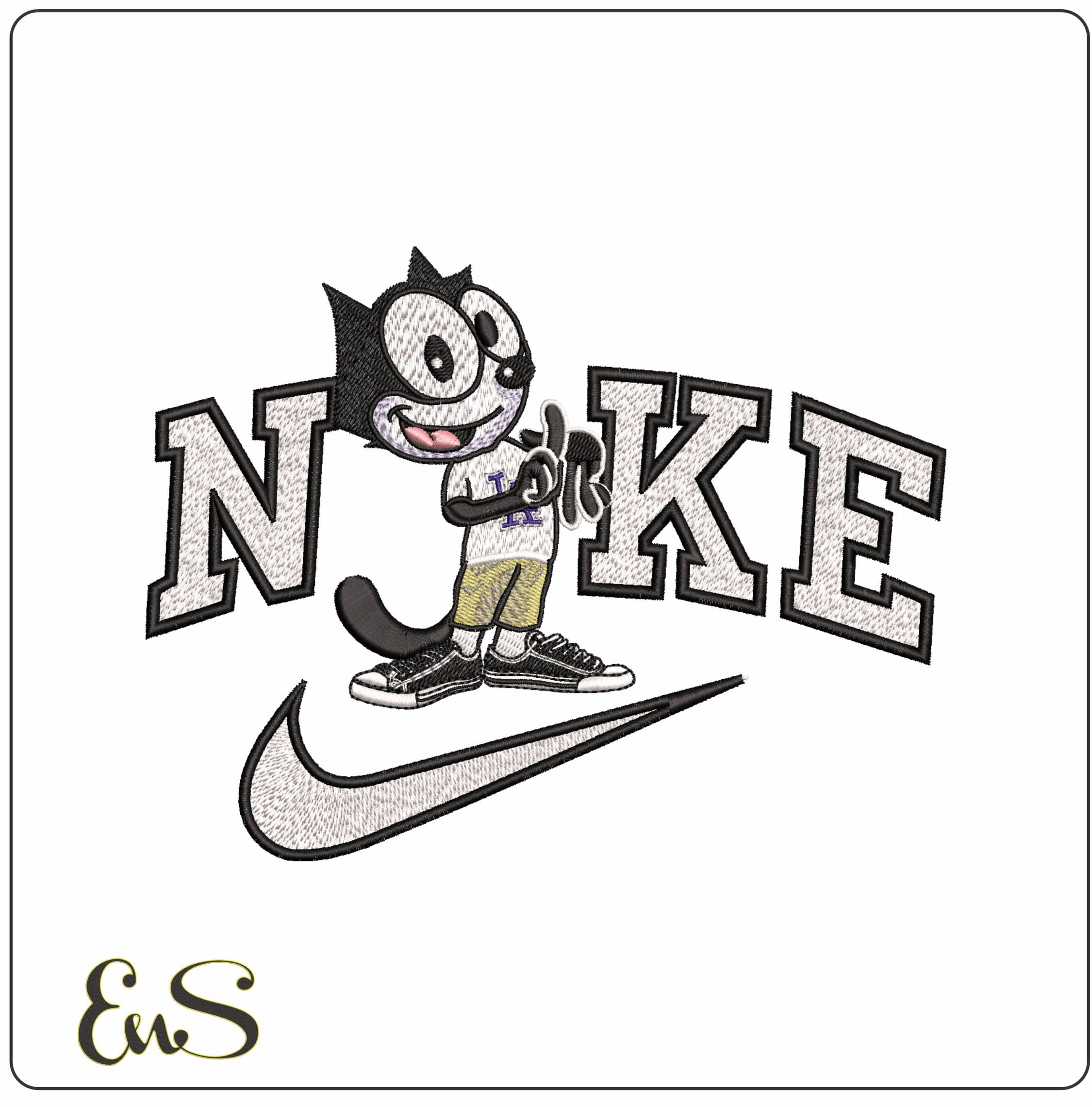 Nike Felix the Cat LA- Elegant embroidery design file - instant download