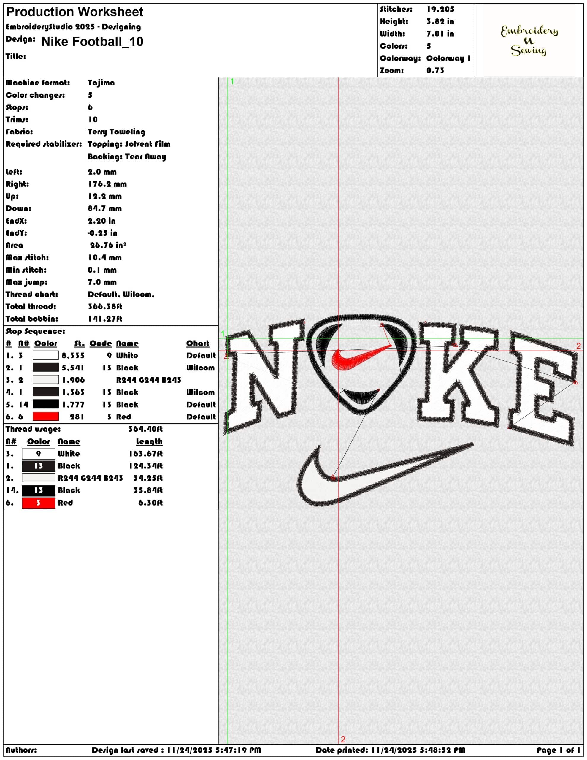 Nike Football- Elegant embroidery design file - instant download — view 3