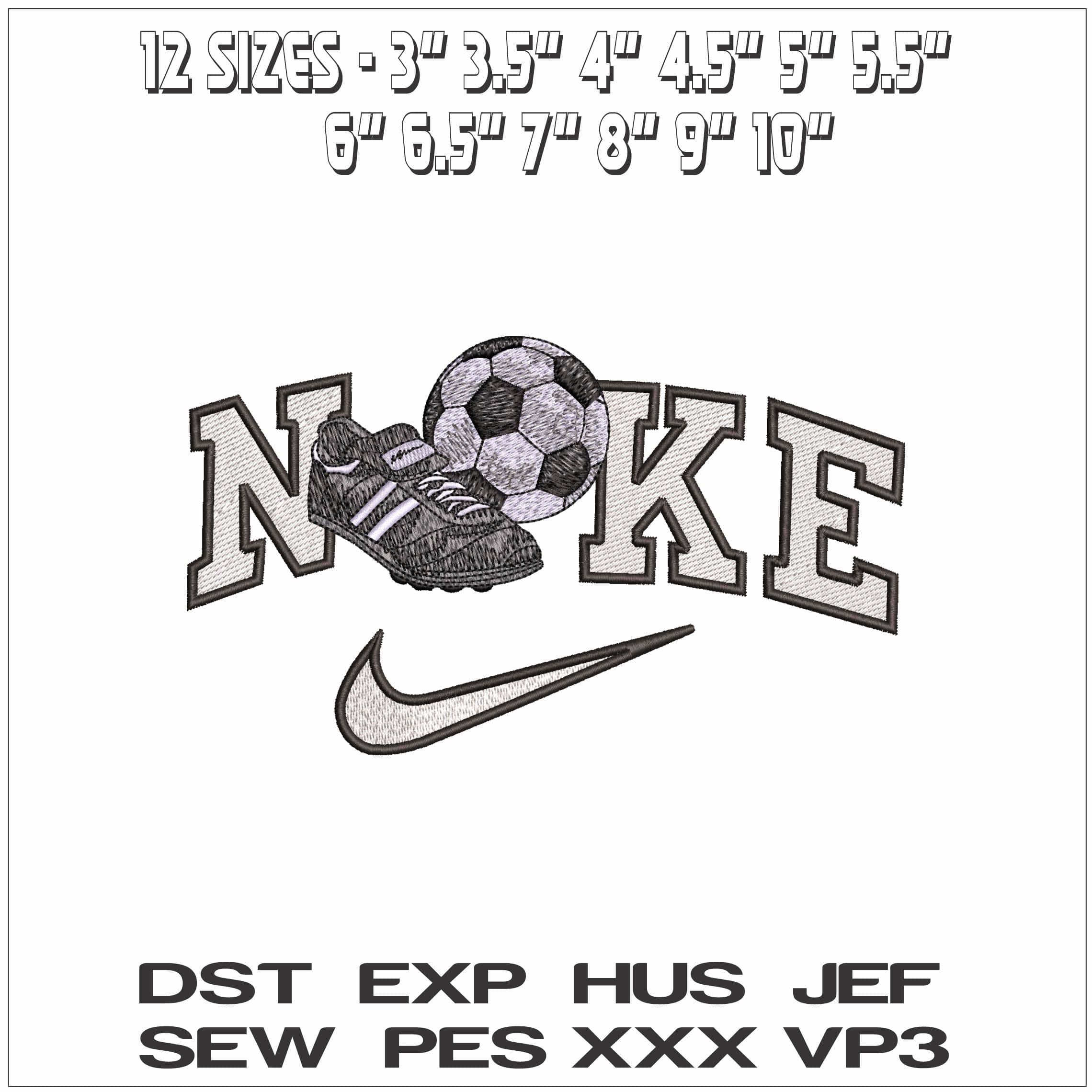 Nike Football Boot and Soccer Ball- Elegant embroidery design file - instant download — view 2