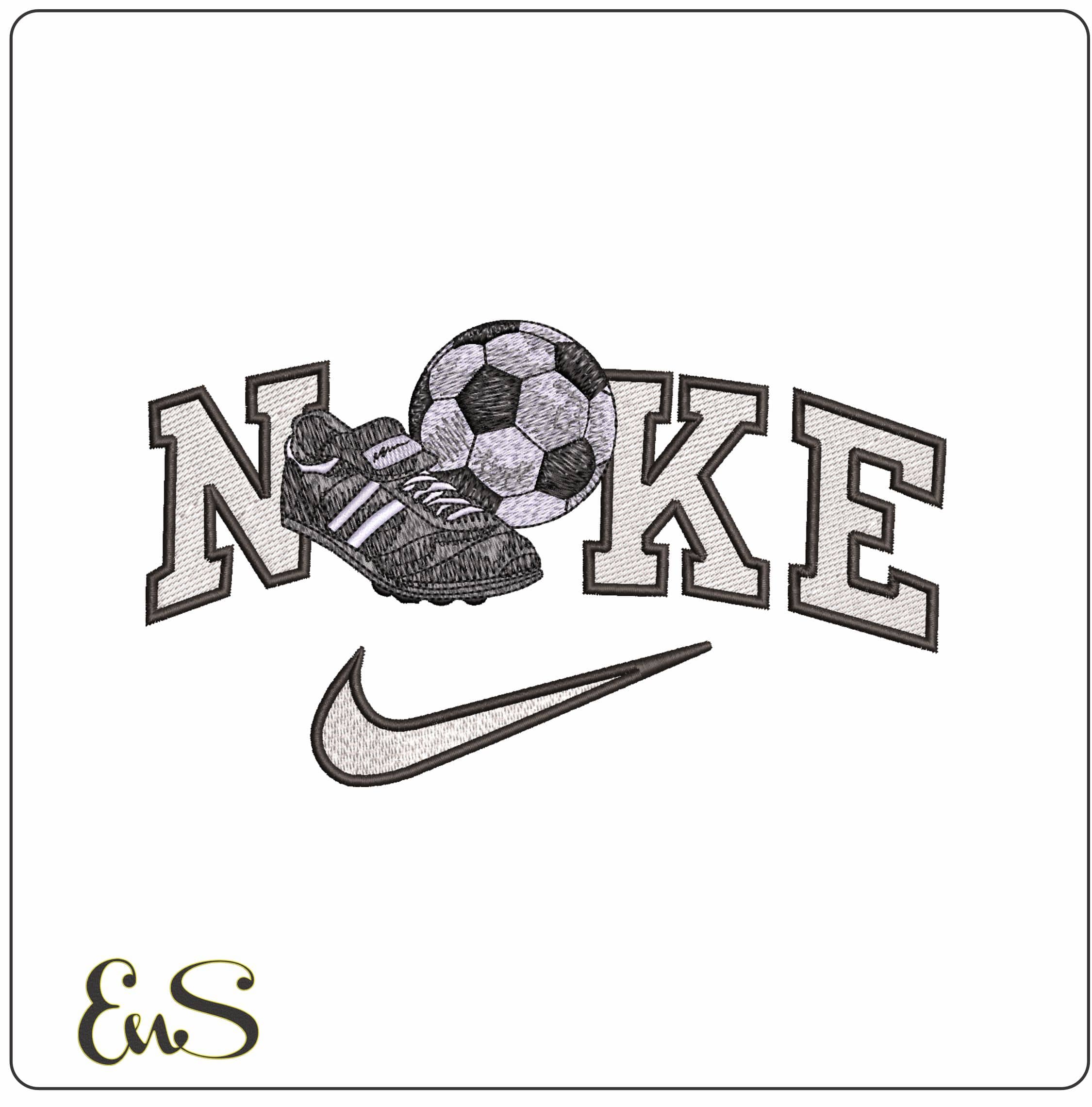 Nike Football Boot and Soccer Ball- Elegant embroidery design file - instant download