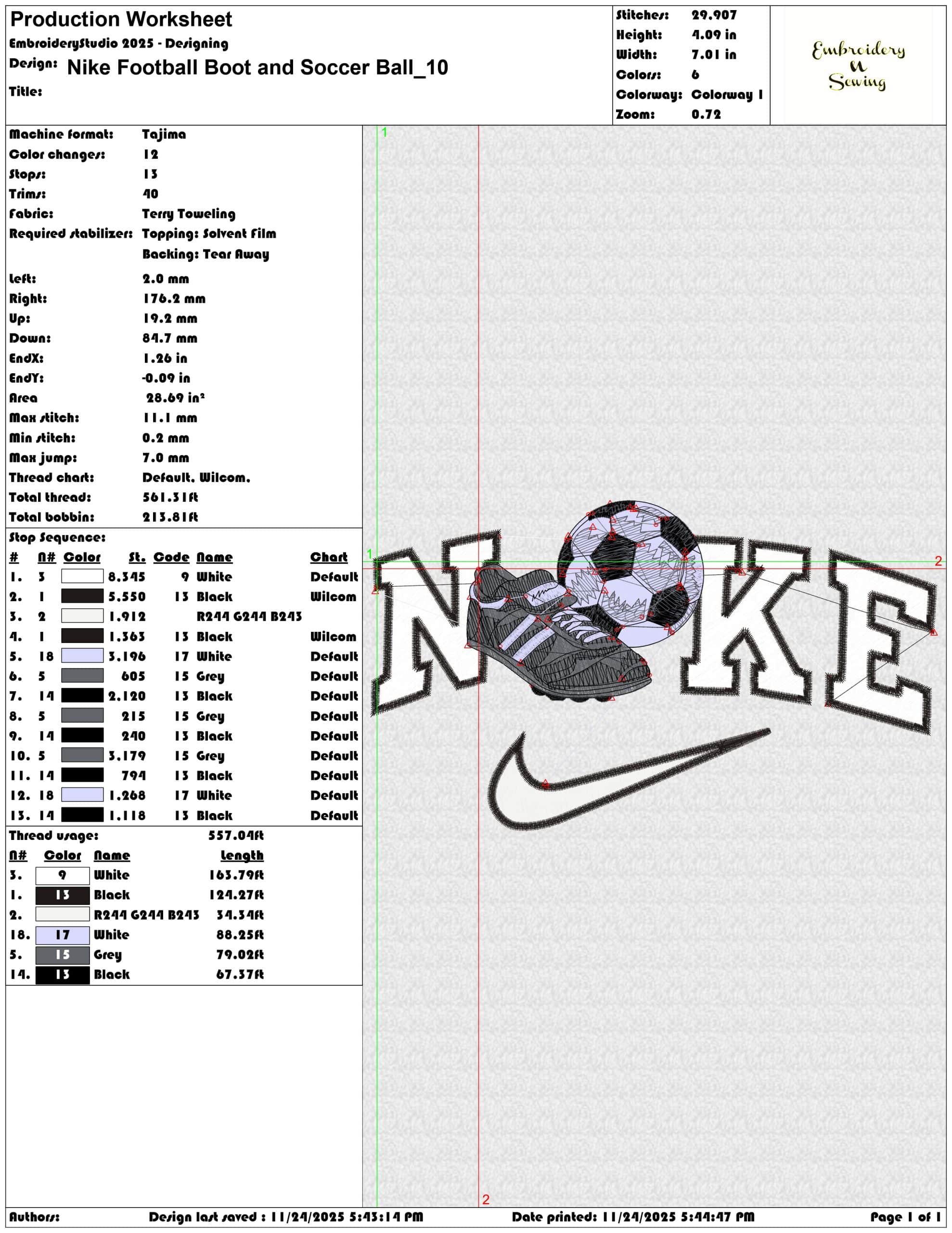 Nike Football Boot and Soccer Ball- Elegant embroidery design file - instant download — view 3