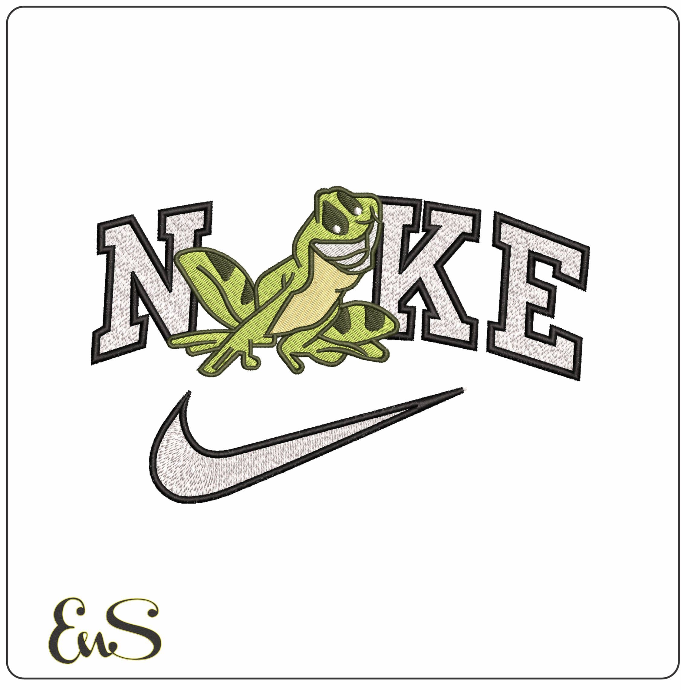 Nike Frog Prince- Elegant embroidery design file - instant download