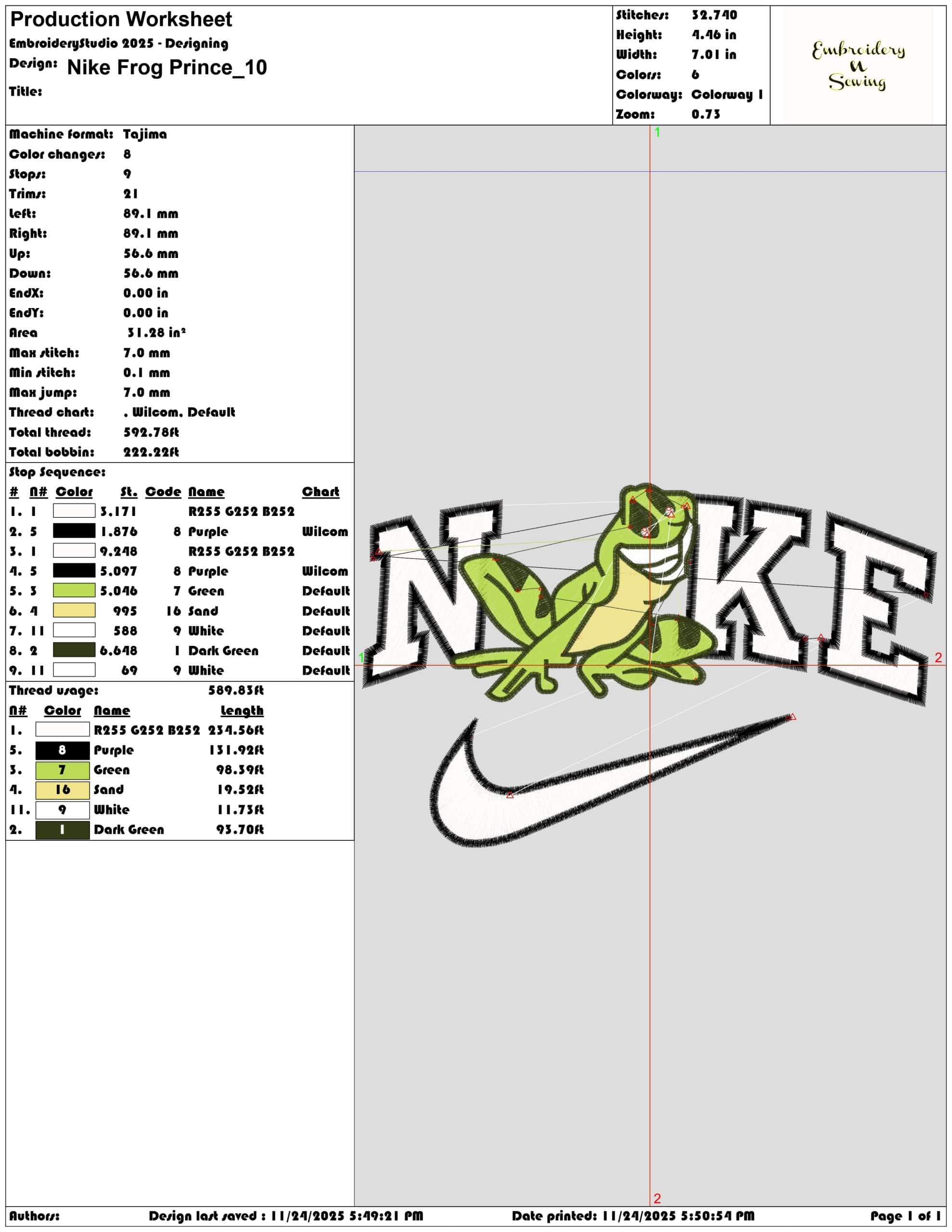 Nike Frog Prince- Elegant embroidery design file - instant download — view 3