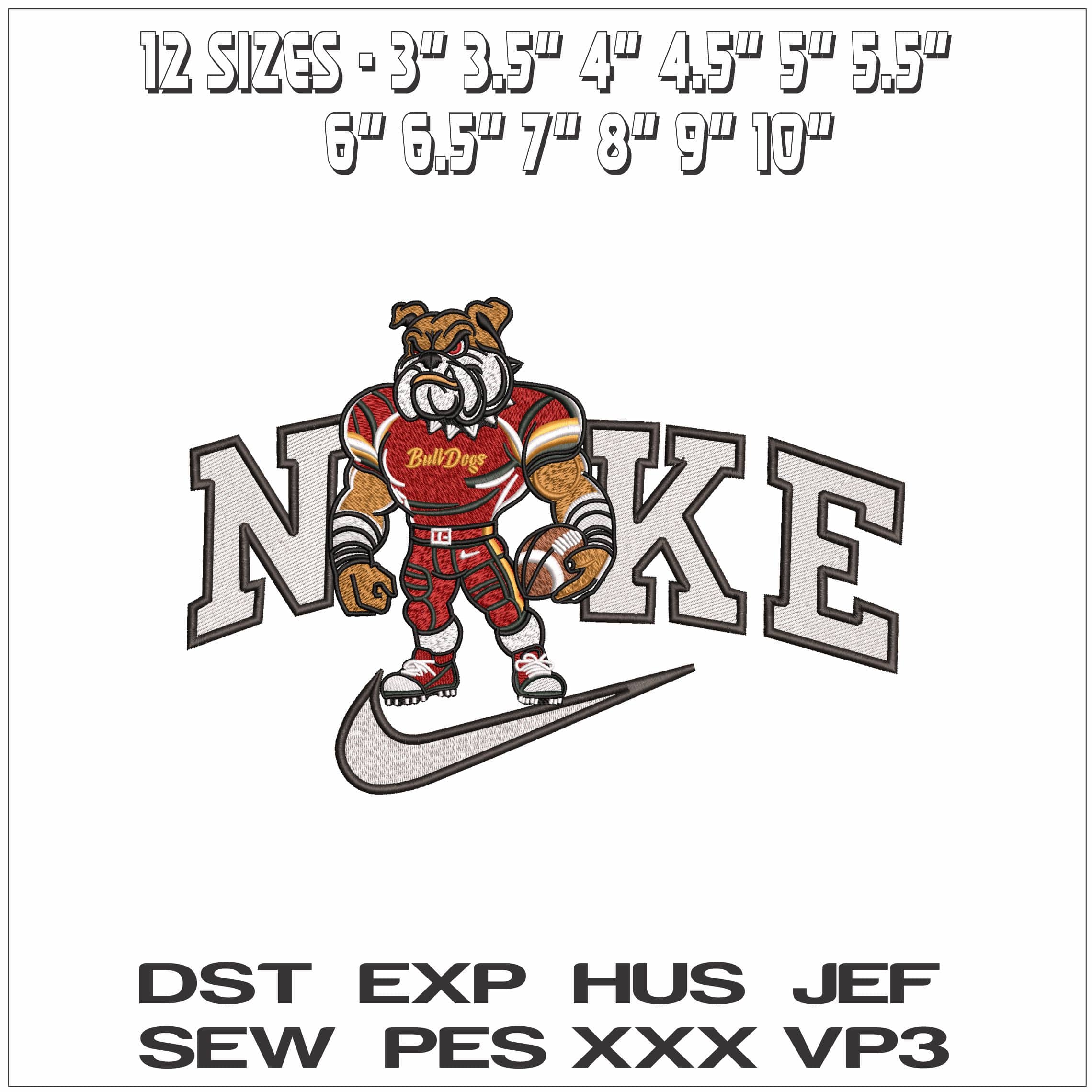 Nike Georgia Bulldog Football- Elegant embroidery design file - instant download — view 2