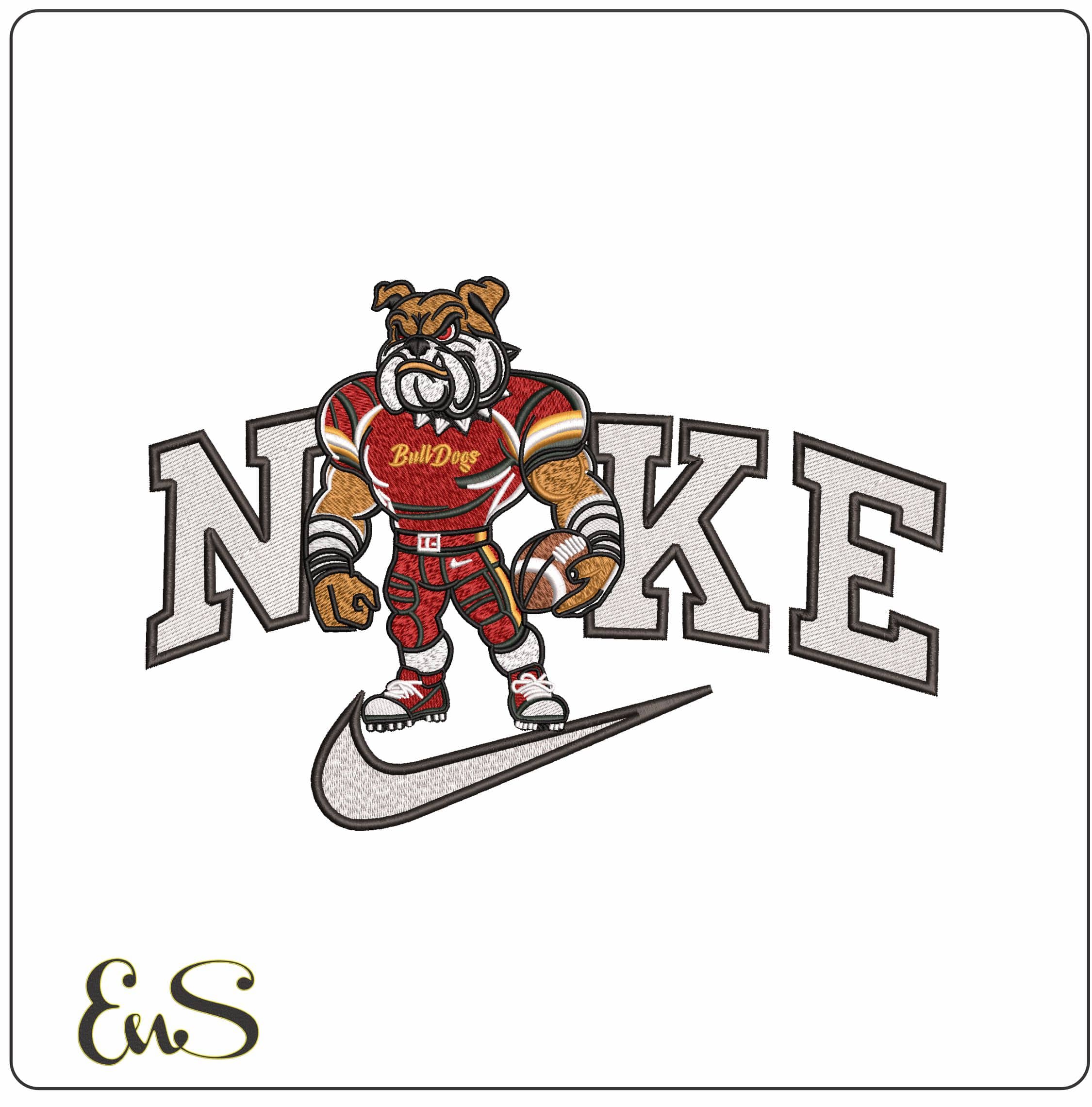 Nike Georgia Bulldog Football- Elegant embroidery design file - instant download