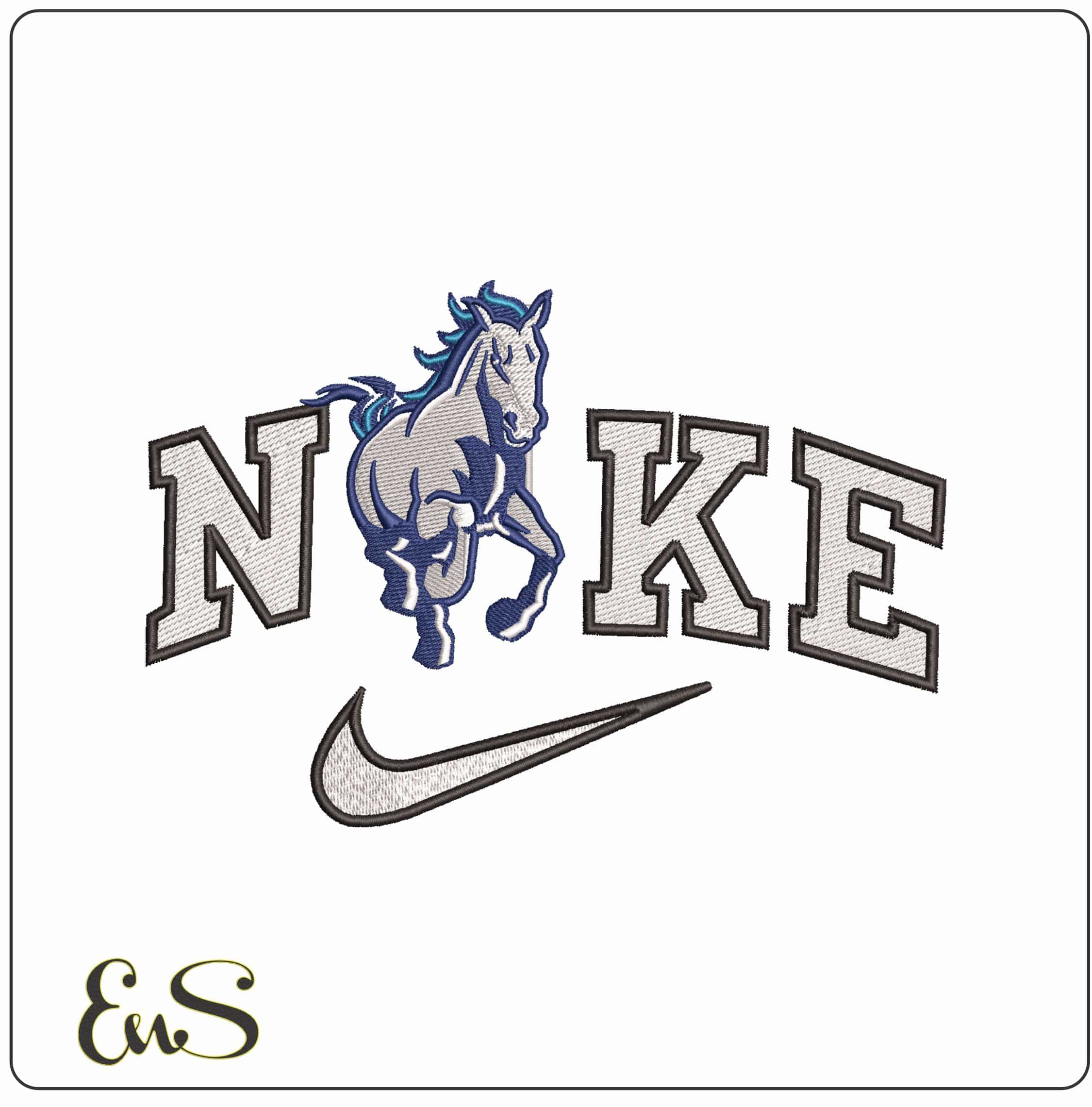Nike Giddings Lonestar Southeast Mustang- Elegant embroidery design file - instant download