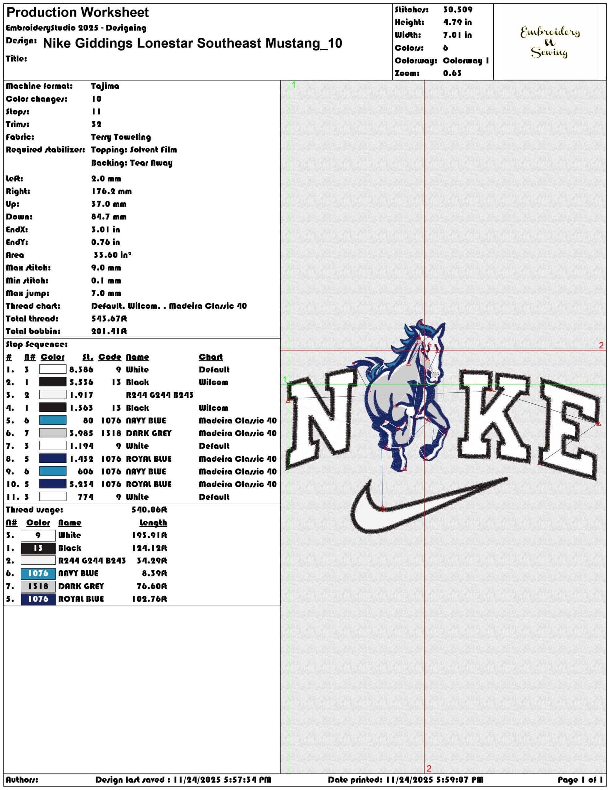 Nike Giddings Lonestar Southeast Mustang- Elegant embroidery design file - instant download — view 3