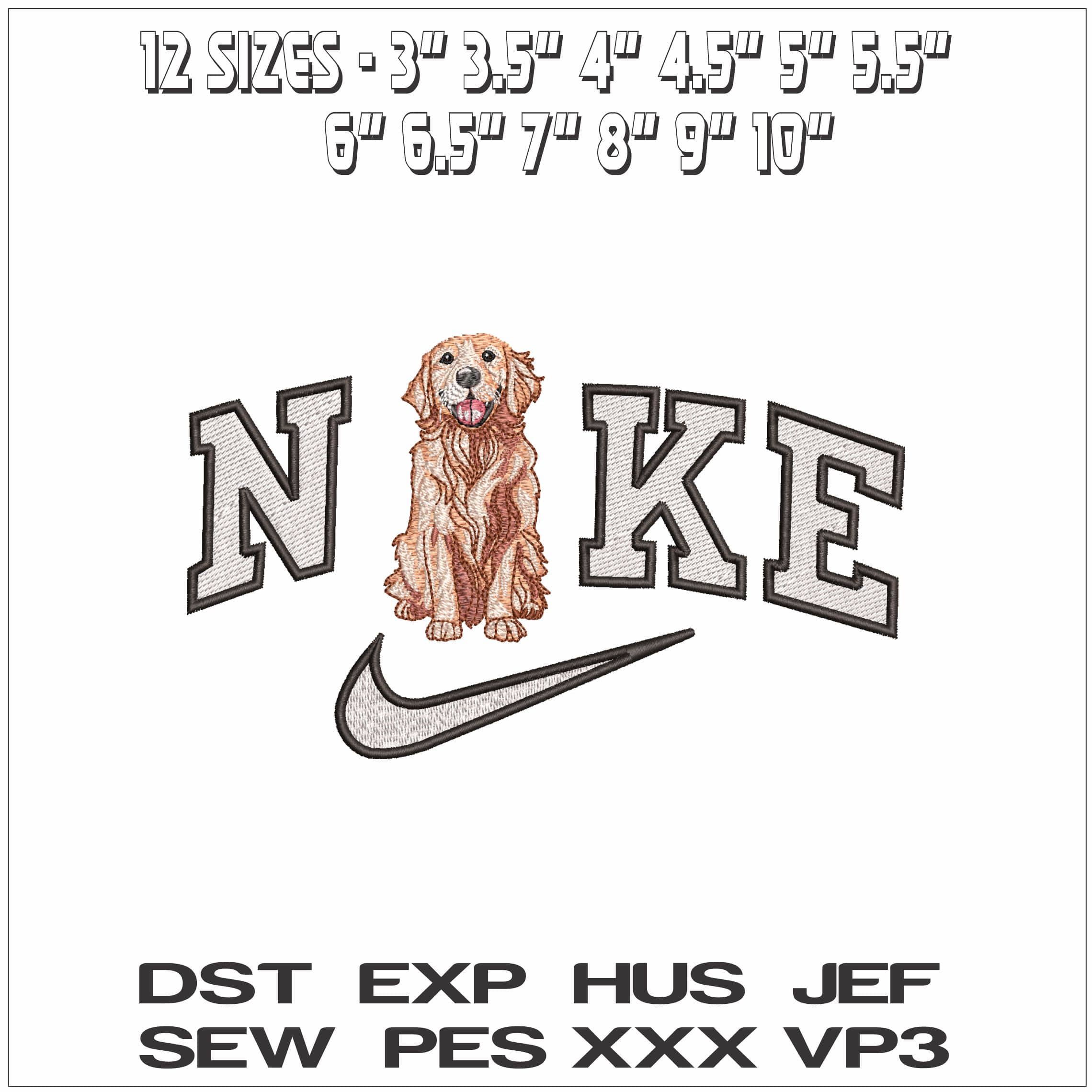 Nike Golden Retriever- Elegant embroidery design file - instant download — view 2
