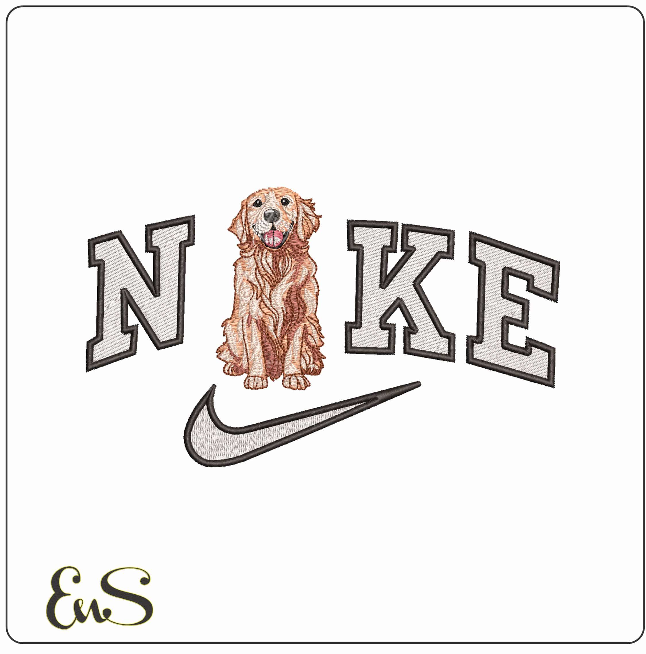 Nike Golden Retriever- Elegant embroidery design file - instant download