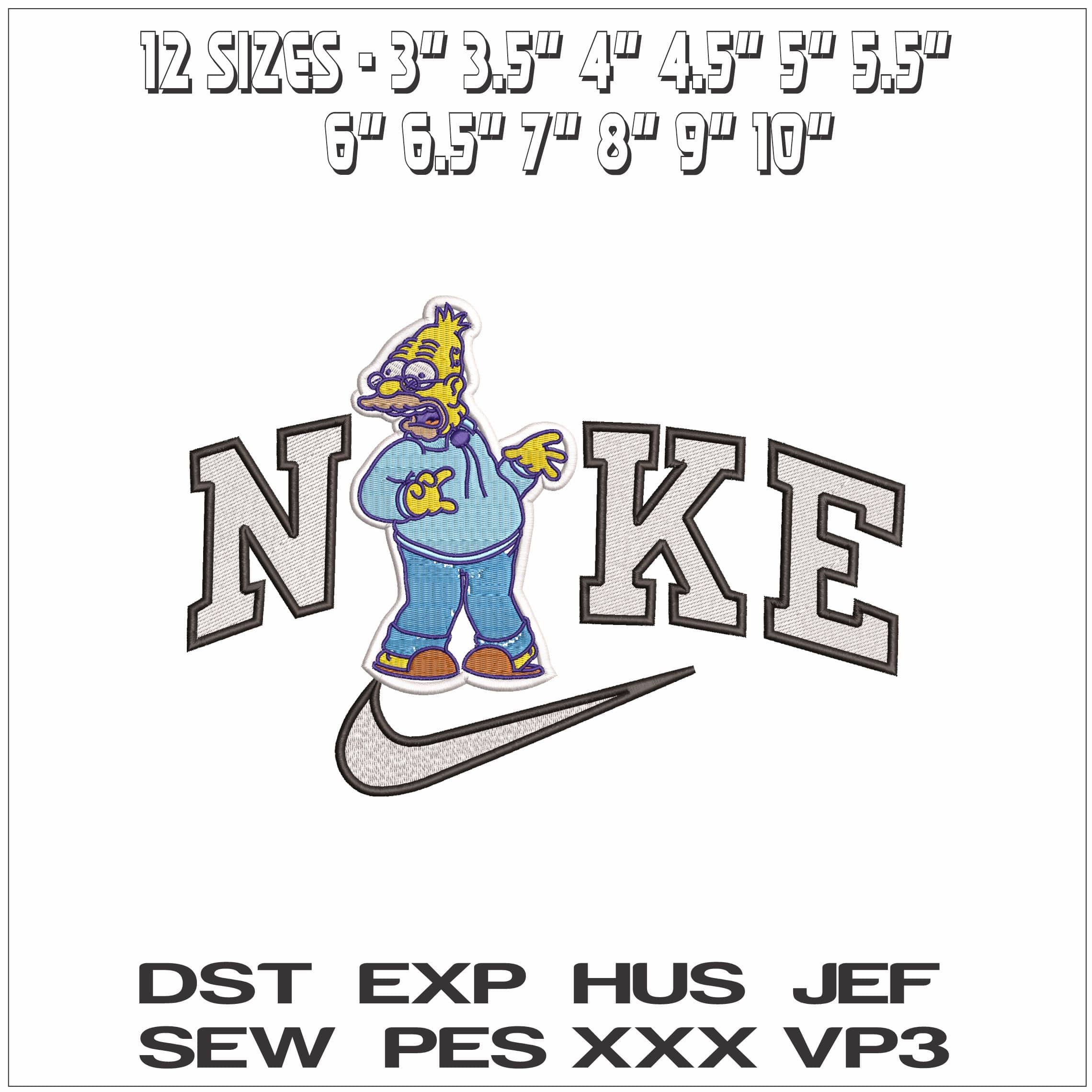 Nike Grandpa Simpson The Simpsons- Elegant embroidery design file - instant download — view 2