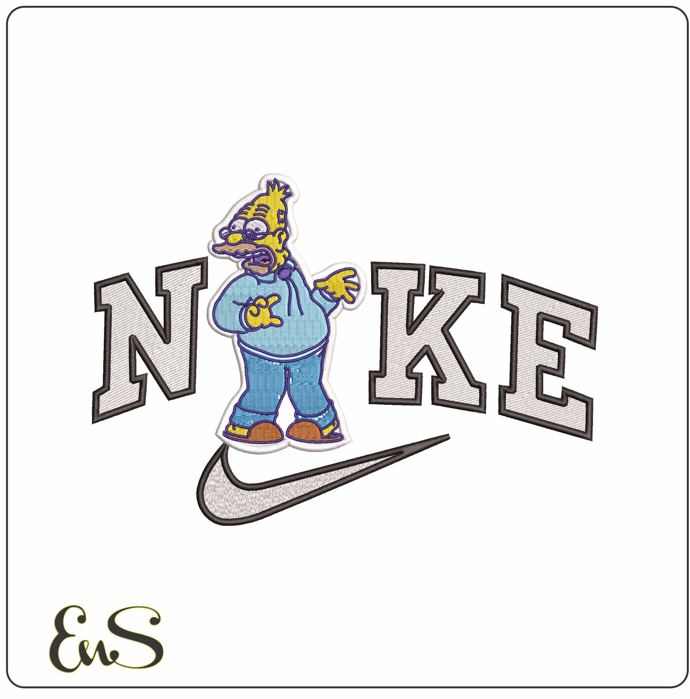 Nike Grandpa Simpson The Simpsons- Elegant embroidery design file - instant download