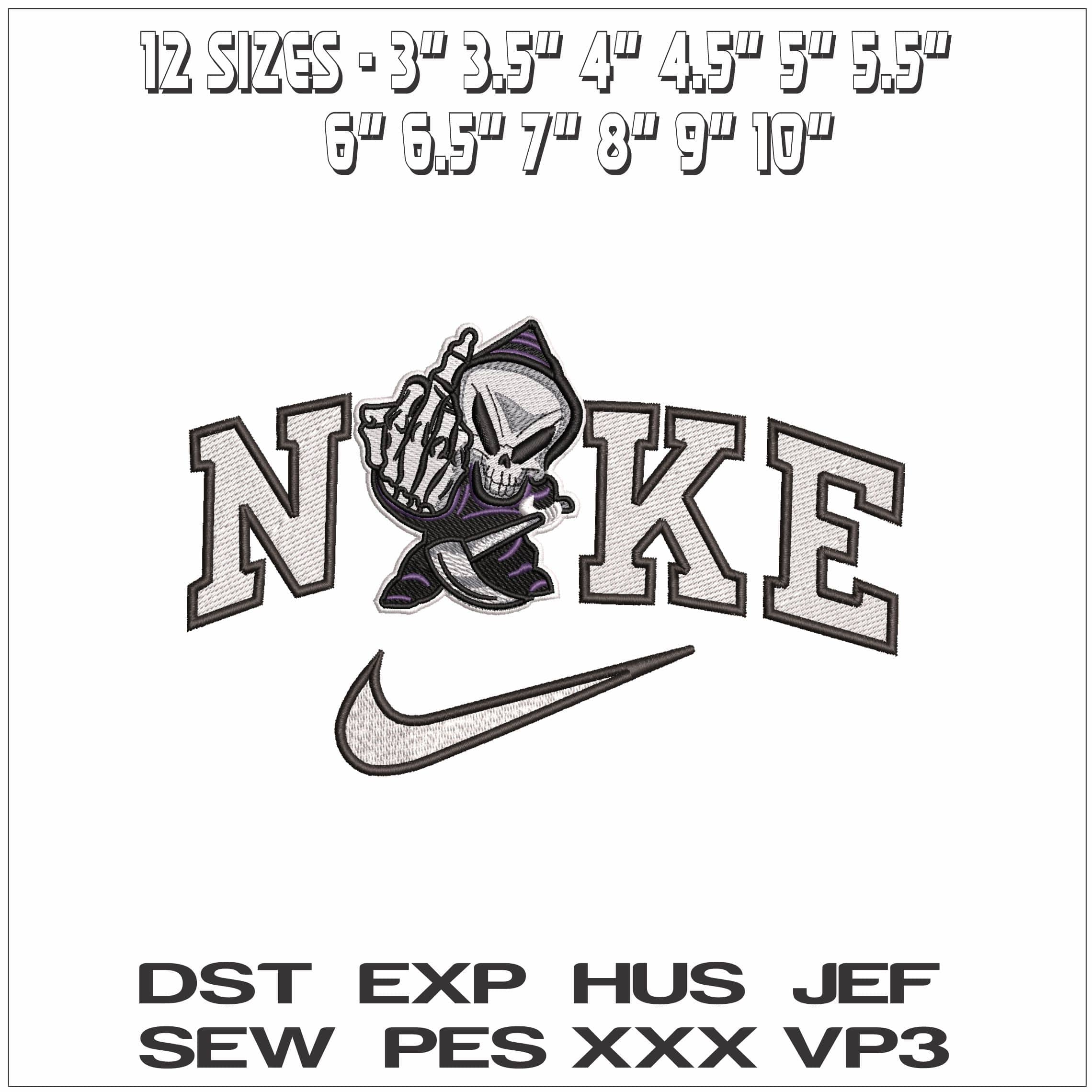 Nike Grimm Reaper Giving the finger- Elegant embroidery design file - instant download — view 2