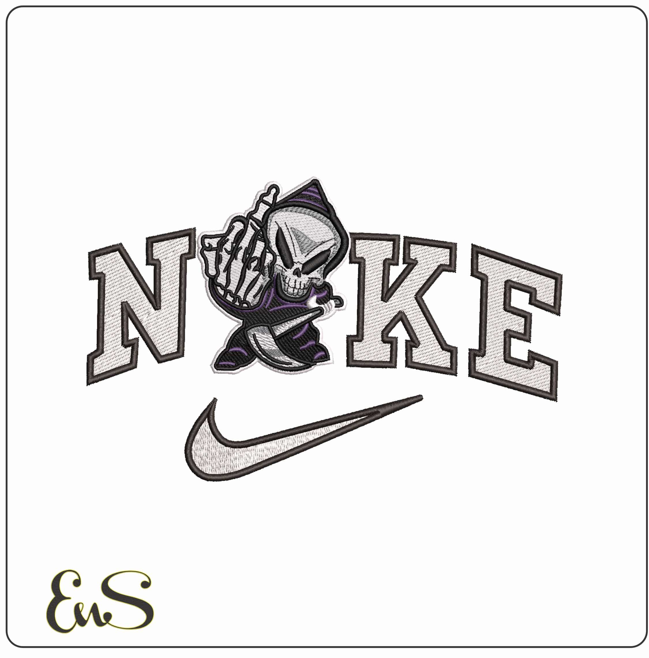 Nike Grimm Reaper Giving the finger- Elegant embroidery design file - instant download