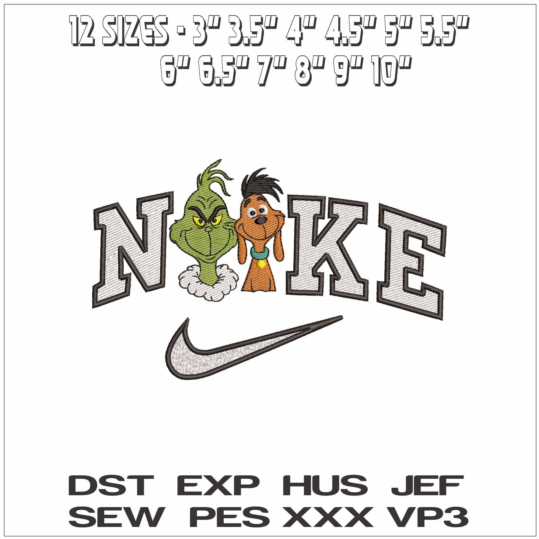 Nike Grinch and Max- Elegant embroidery design file - instant download — view 2
