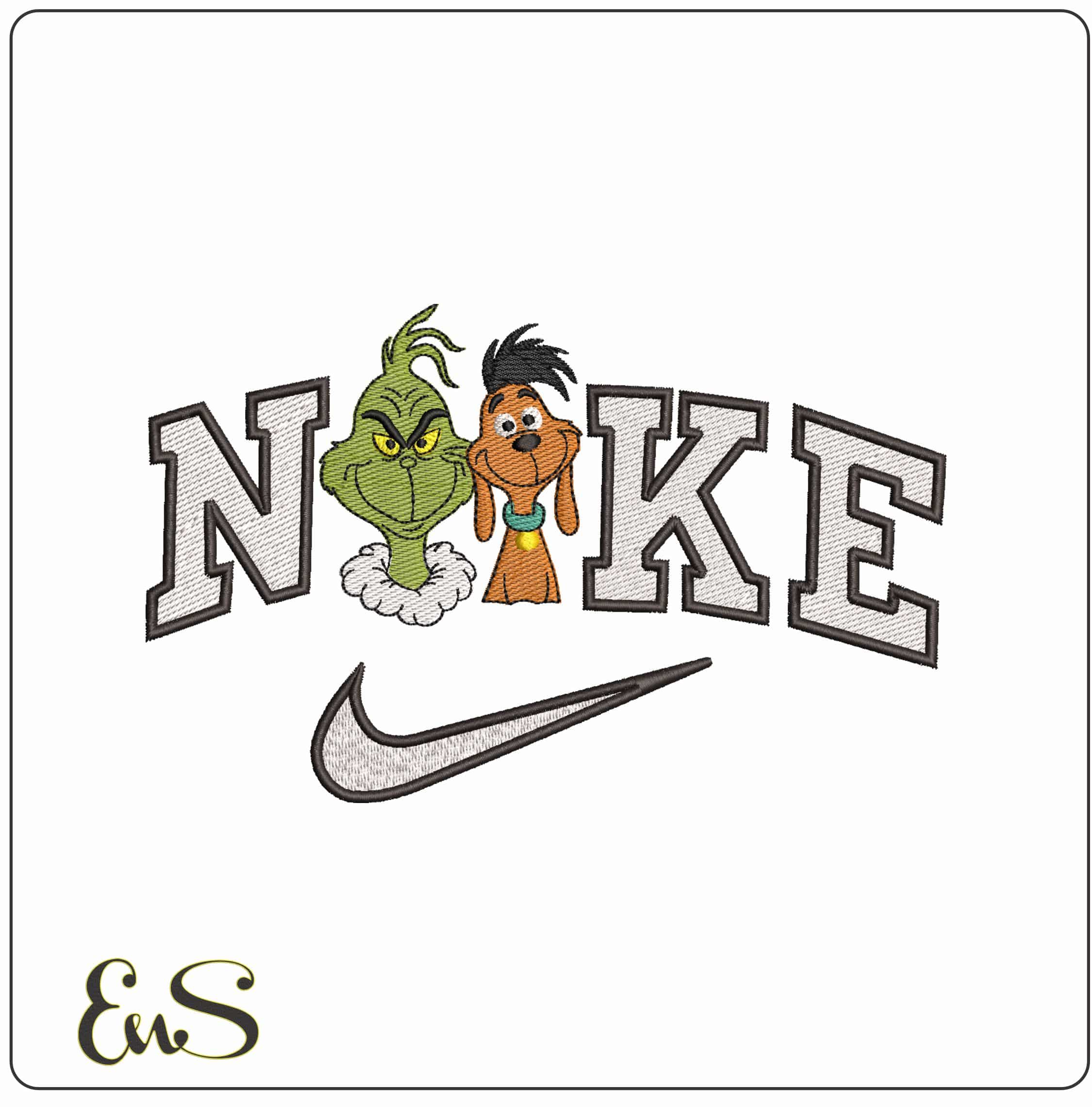 Nike Grinch and Max- Elegant embroidery design file - instant download