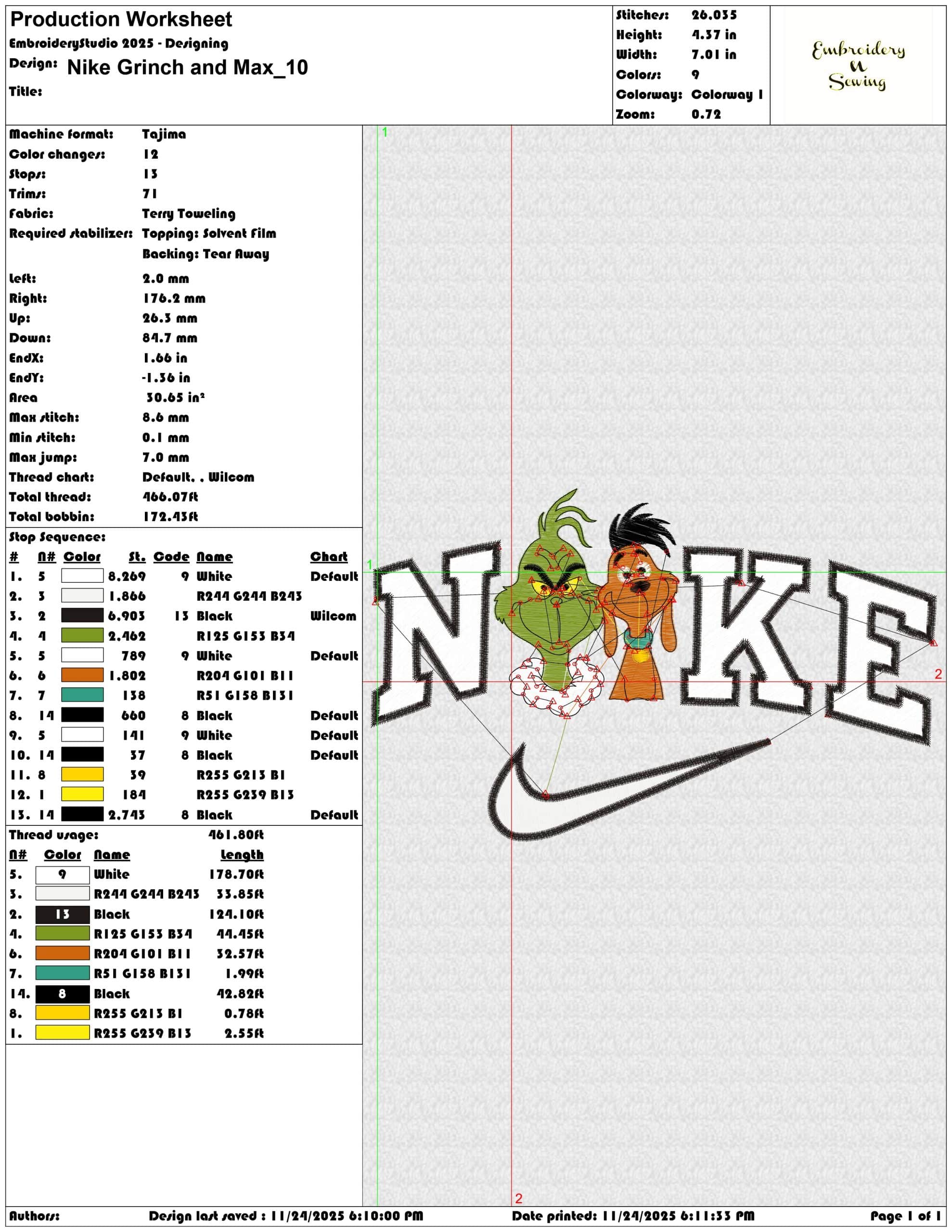 Nike Grinch and Max- Elegant embroidery design file - instant download — view 3