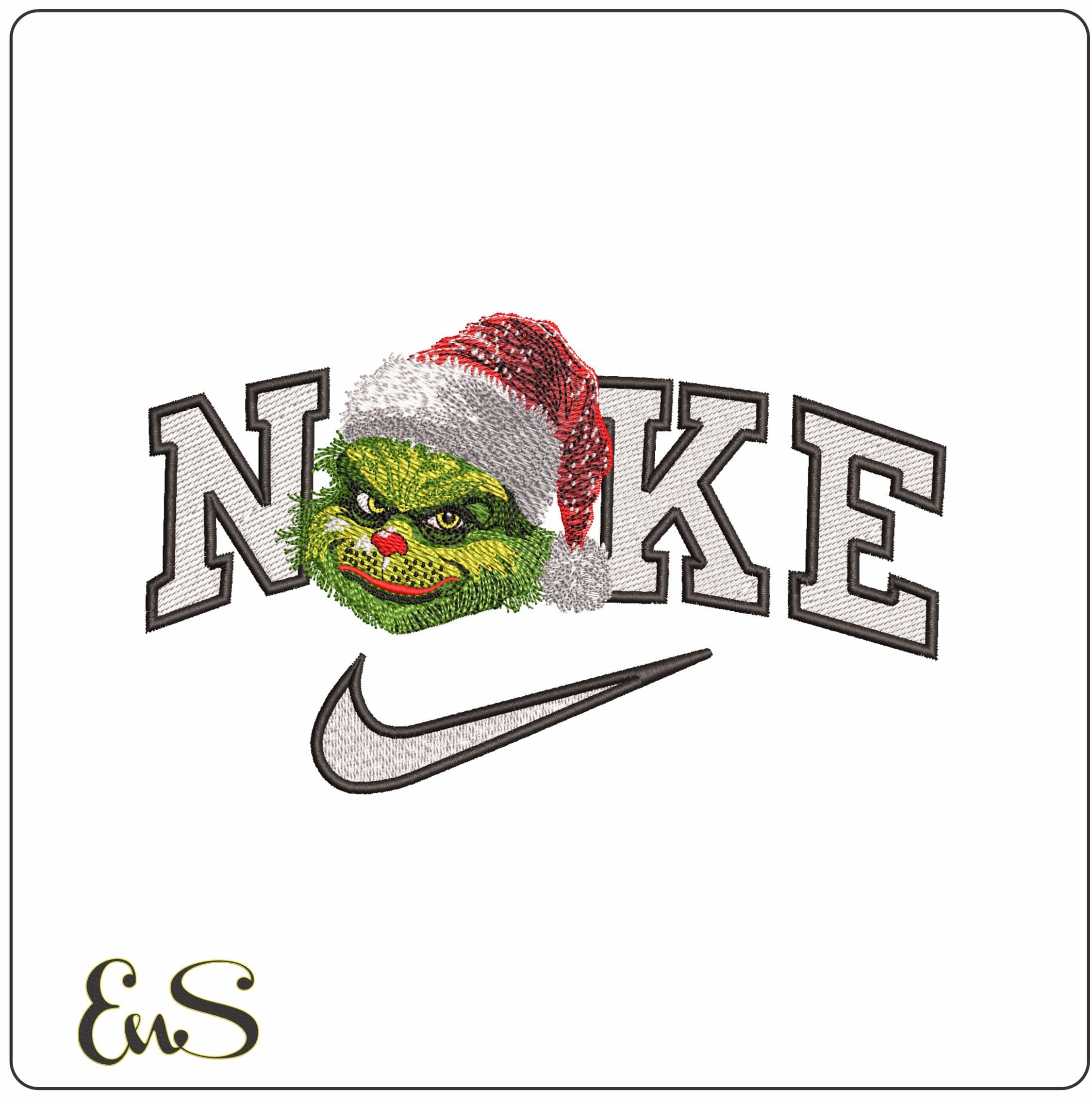 Nike Grinch Christmas Face- Elegant embroidery design file - instant download