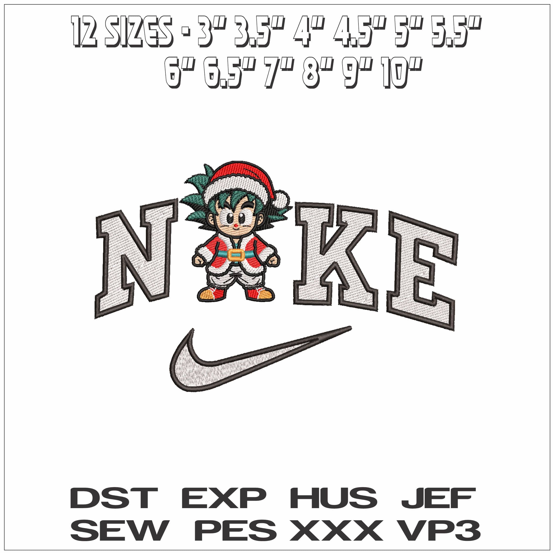 Nike Guko as Santa Dragon Ball Anime- Elegant embroidery design file - instant download — view 2