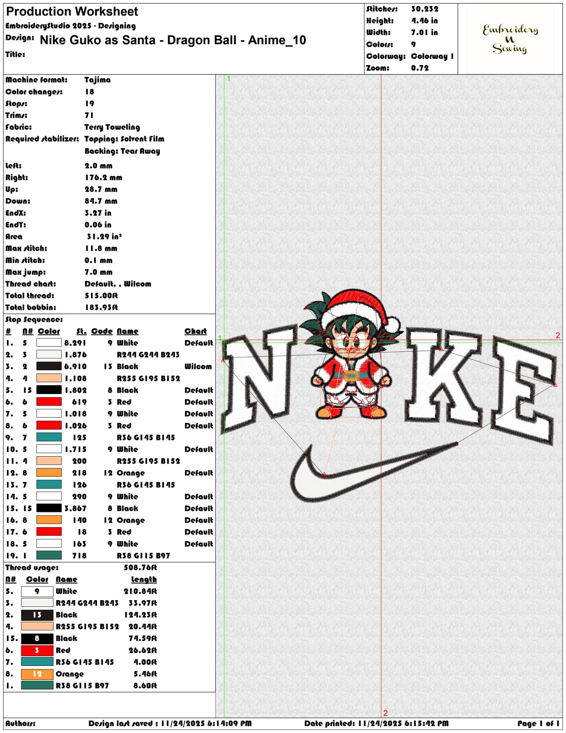 Nike Guko as Santa Dragon Ball Anime- Elegant embroidery design file - instant download — view 3