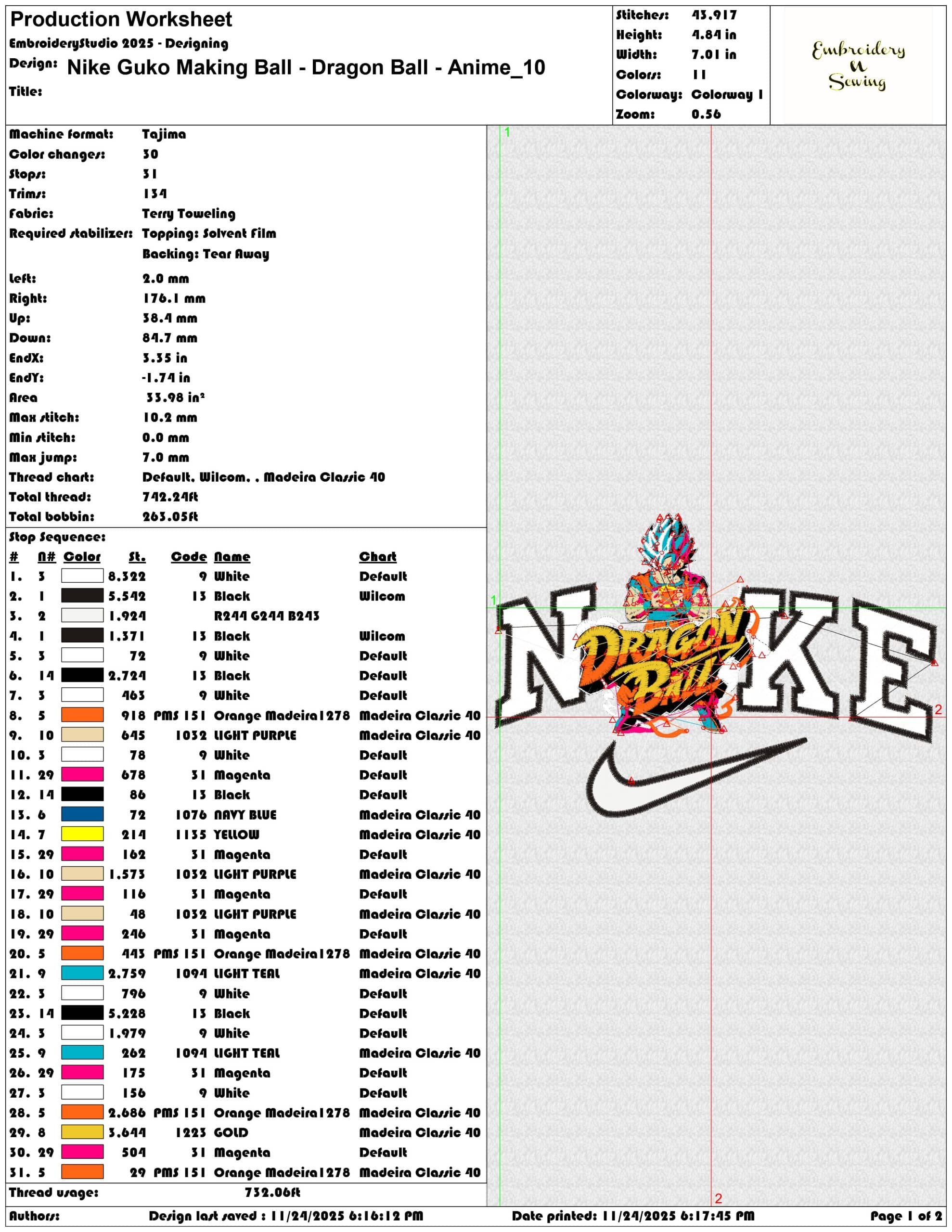 Nike Guko Making Ball Dragon Ball Anime- Elegant embroidery design file - instant download — view 3