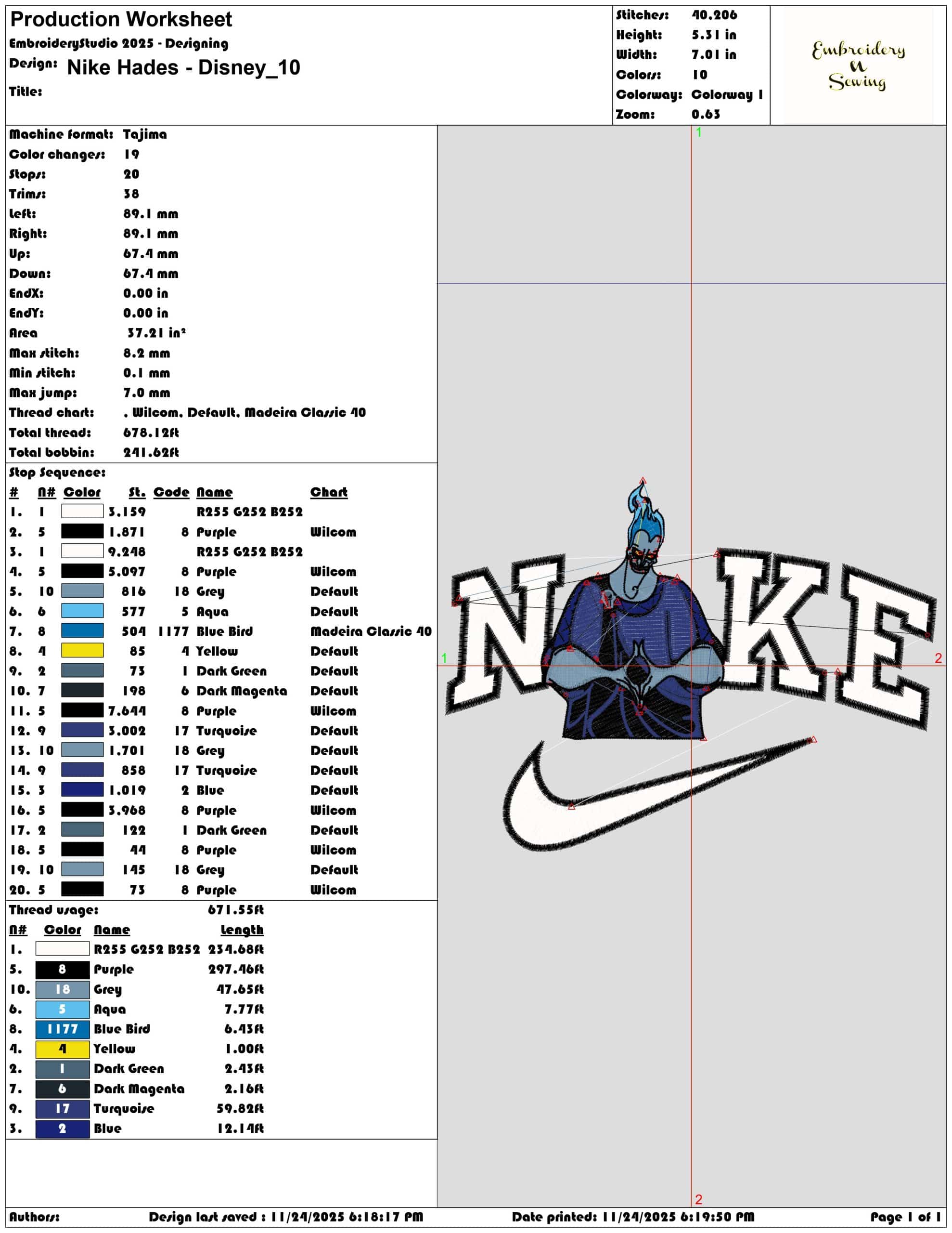 Nike Hades Disney- Elegant embroidery design file - instant download — view 3