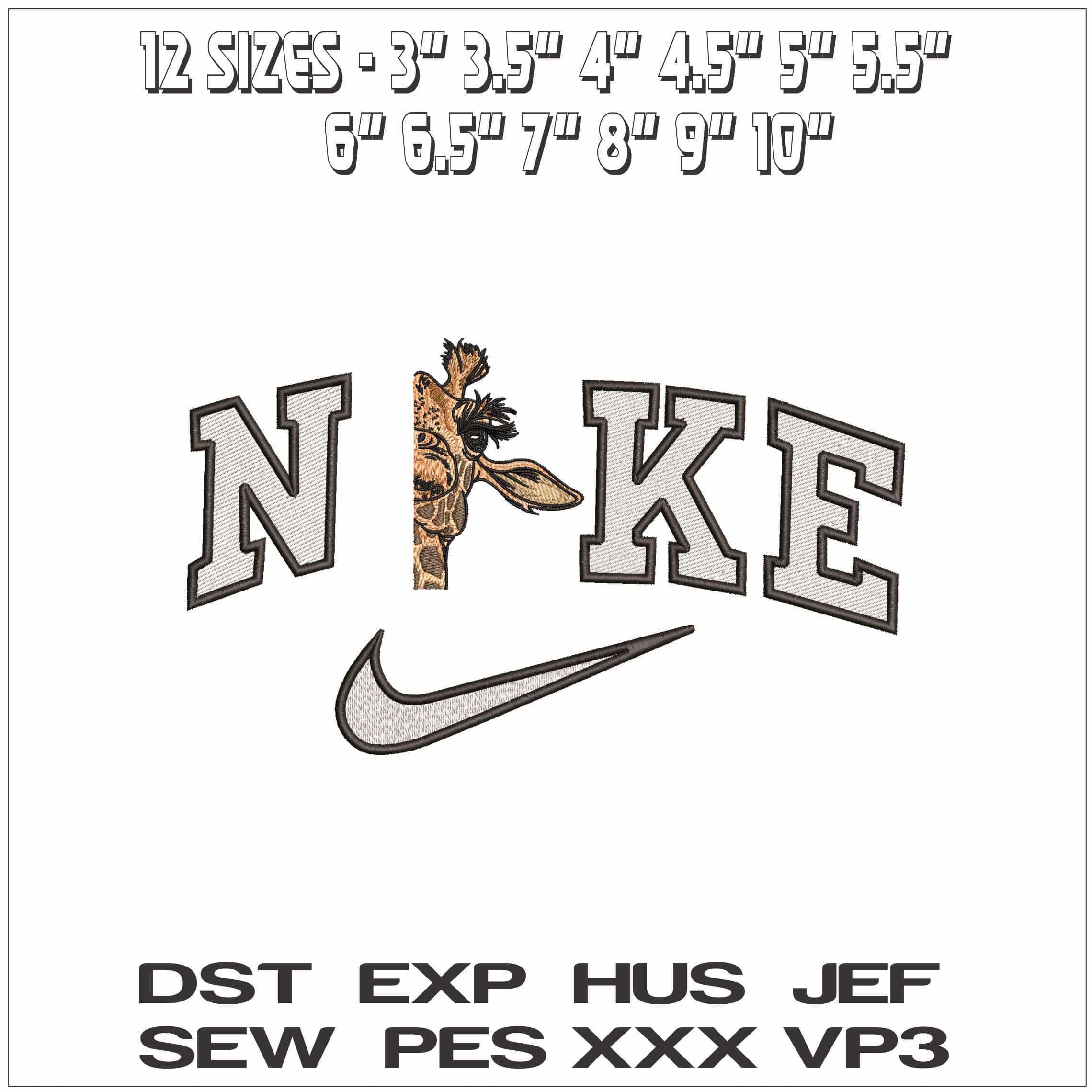 Nike Half Giraffe- Elegant embroidery design file - instant download — view 2