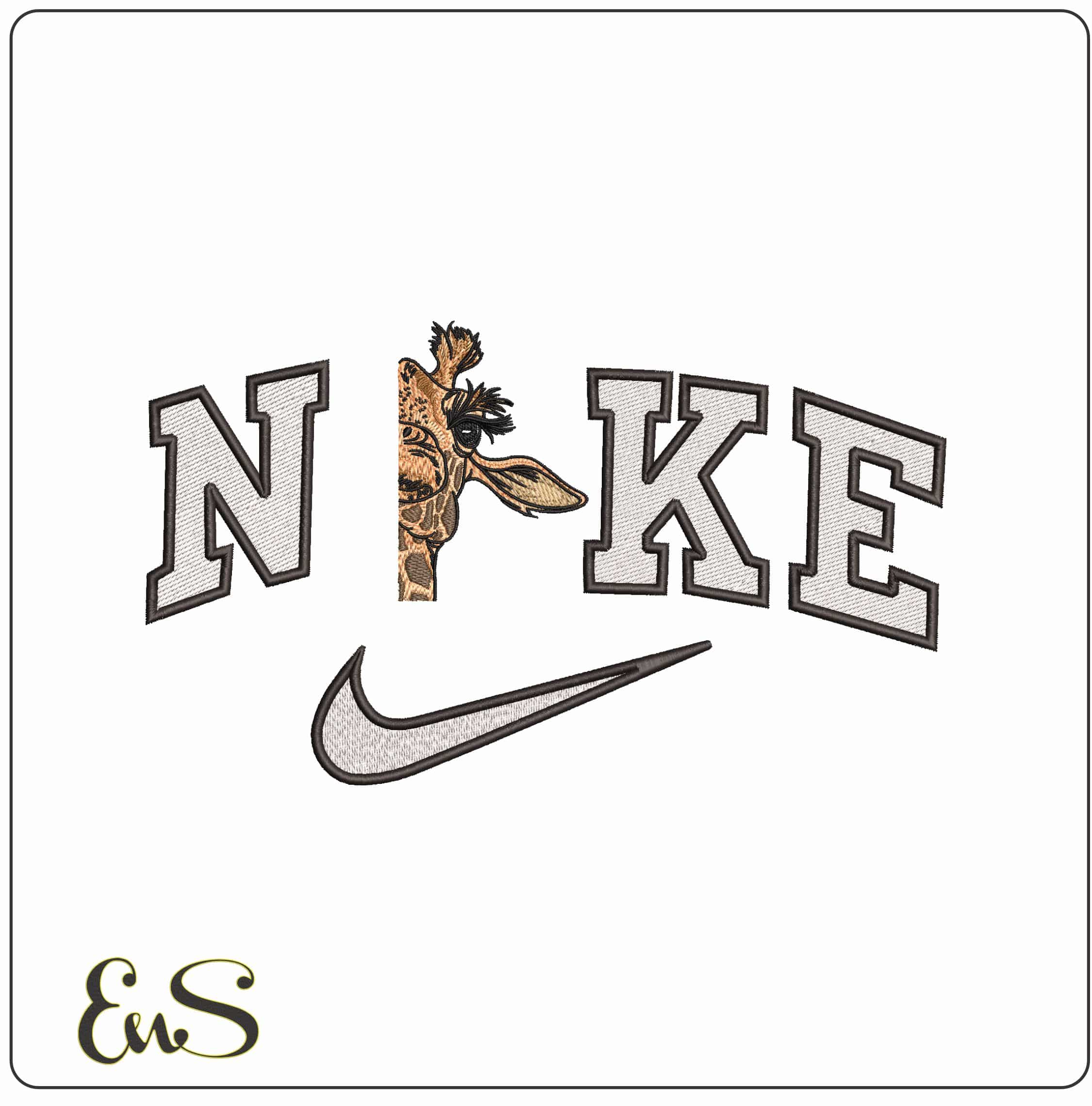 Nike Half Giraffe- Elegant embroidery design file - instant download