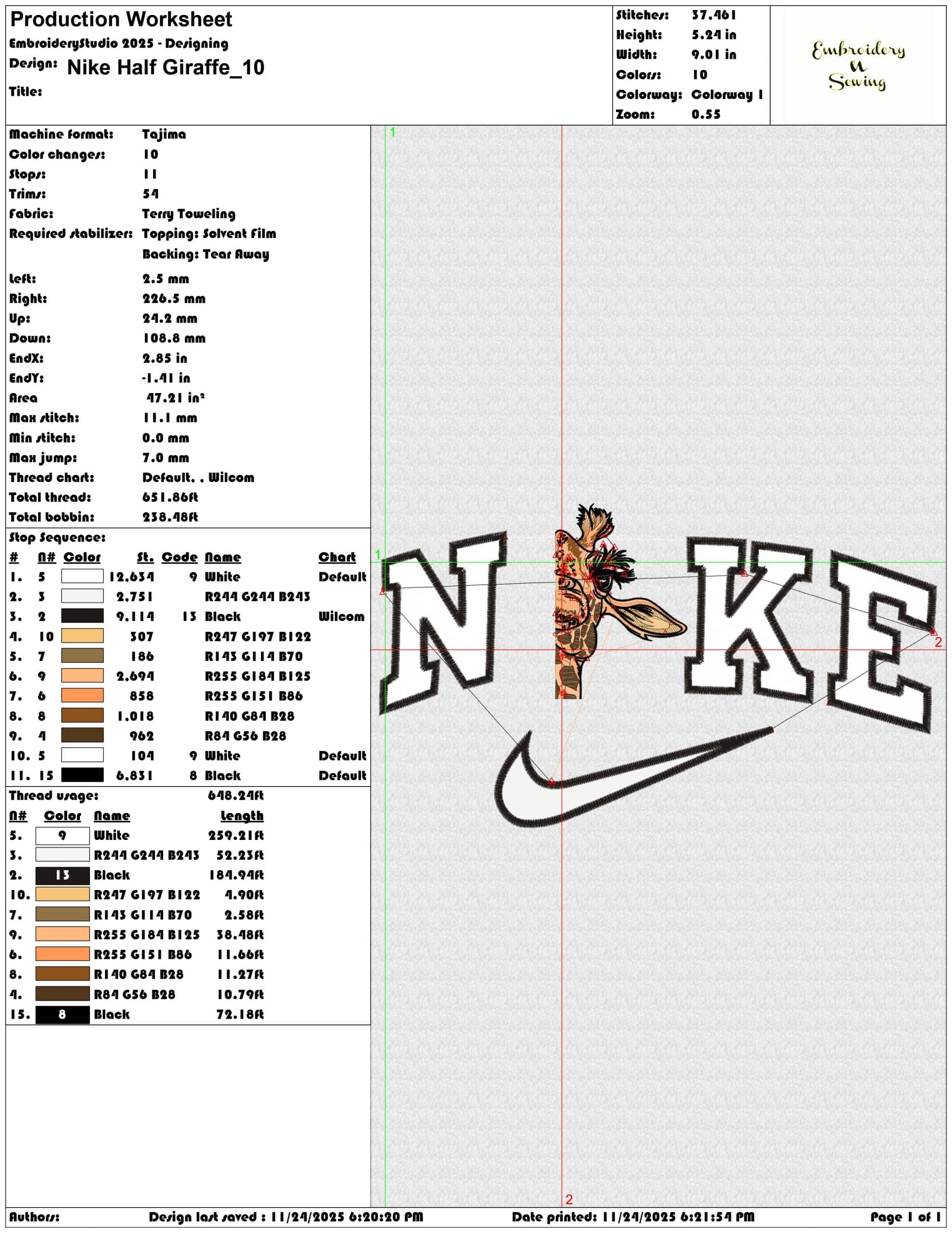 Nike Half Giraffe- Elegant embroidery design file - instant download — view 3