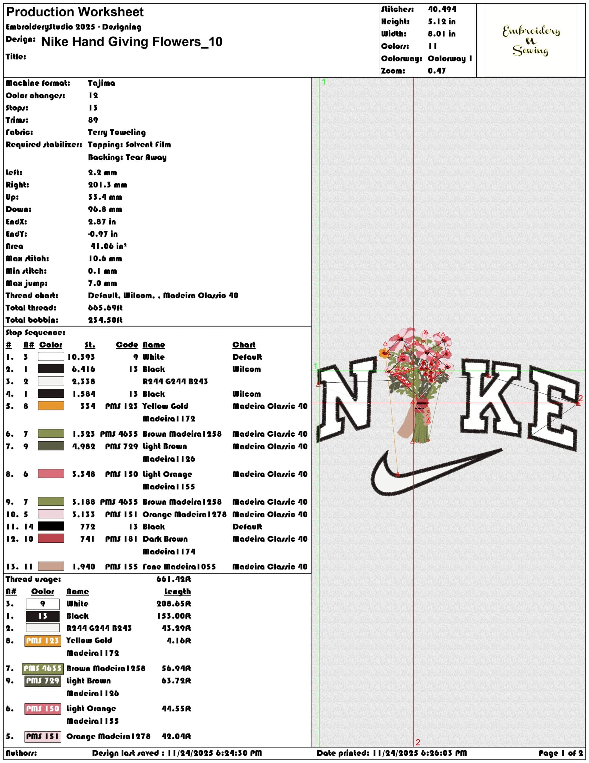 Nike Hand Giving Flowers- Elegant embroidery design file - instant download — view 3