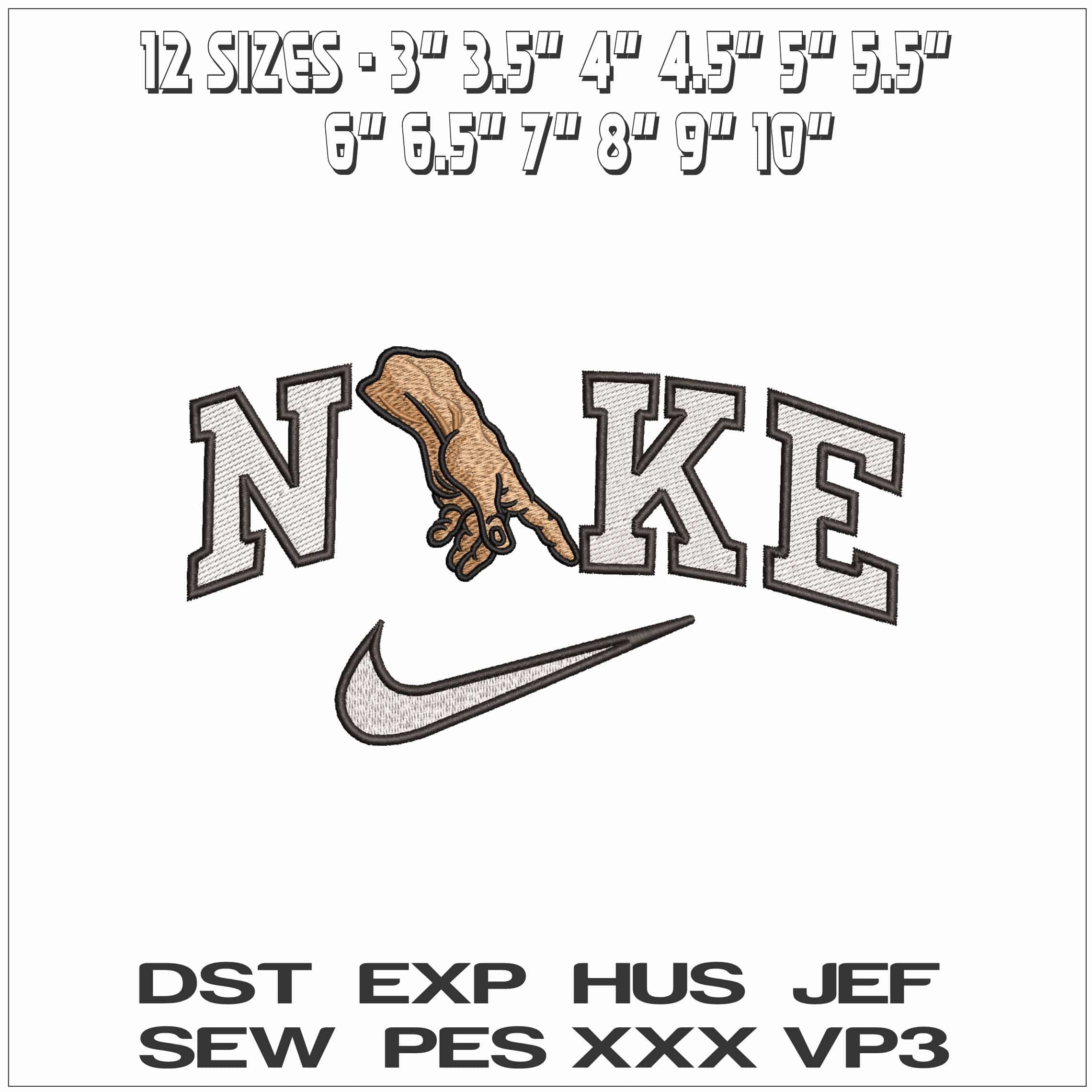 Nike Hand of God- Elegant embroidery design file - instant download — view 2