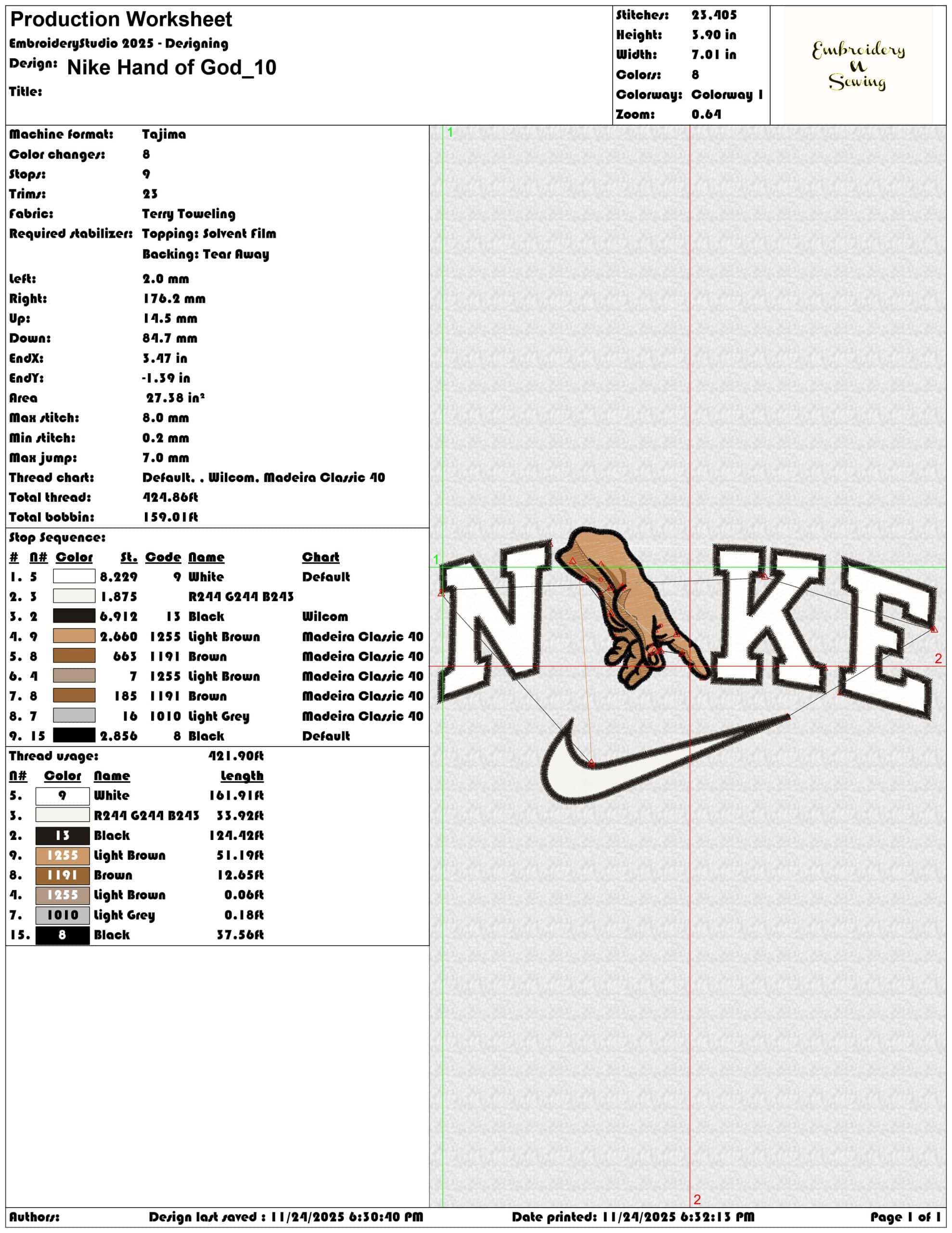 Nike Hand of God- Elegant embroidery design file - instant download — view 3
