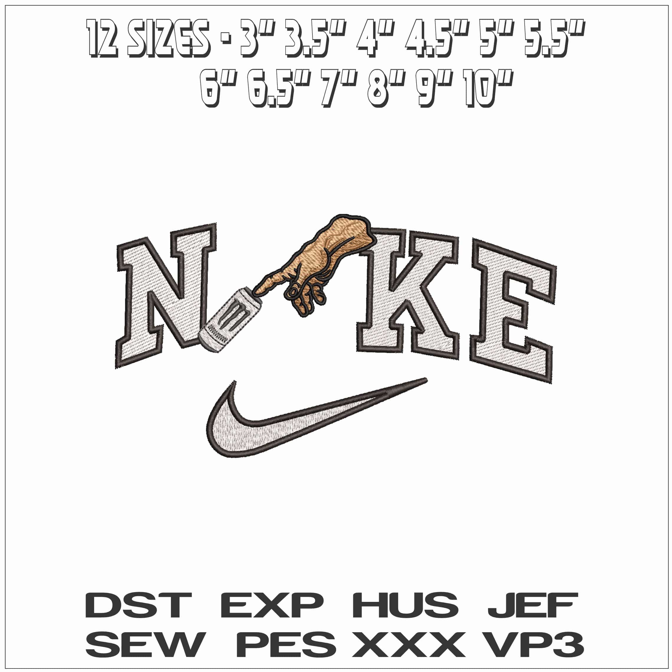 Nike Hand of God Monster Drink- Elegant embroidery design file - instant download — view 2