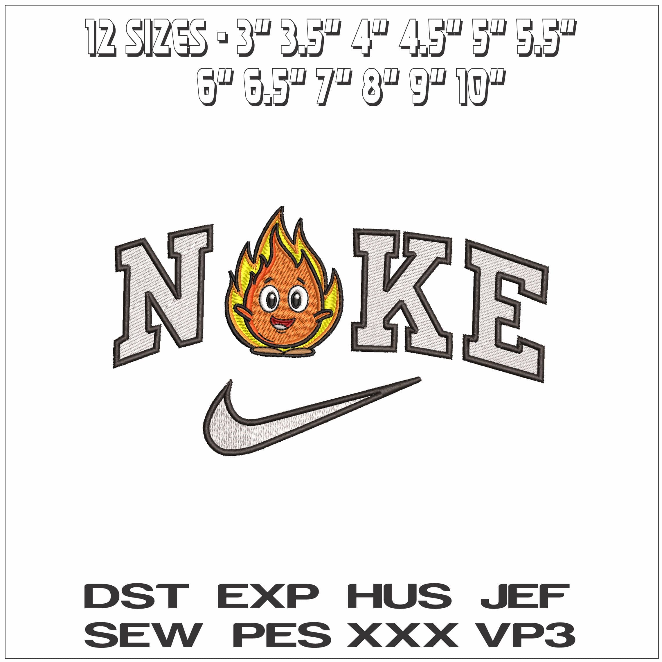 Nike Happy Flame- Elegant embroidery design file - instant download — view 2
