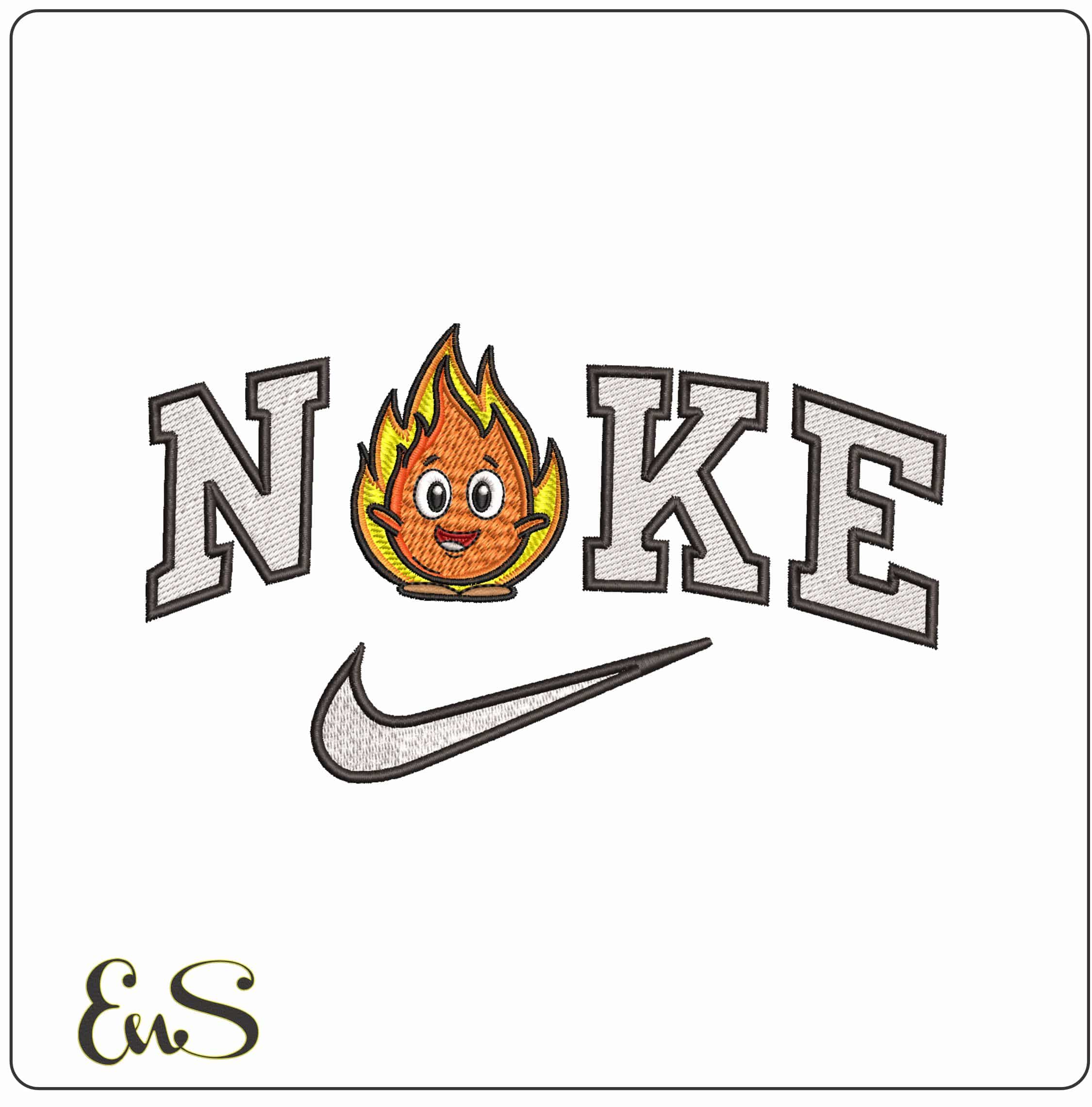 Nike Happy Flame- Elegant embroidery design file - instant download