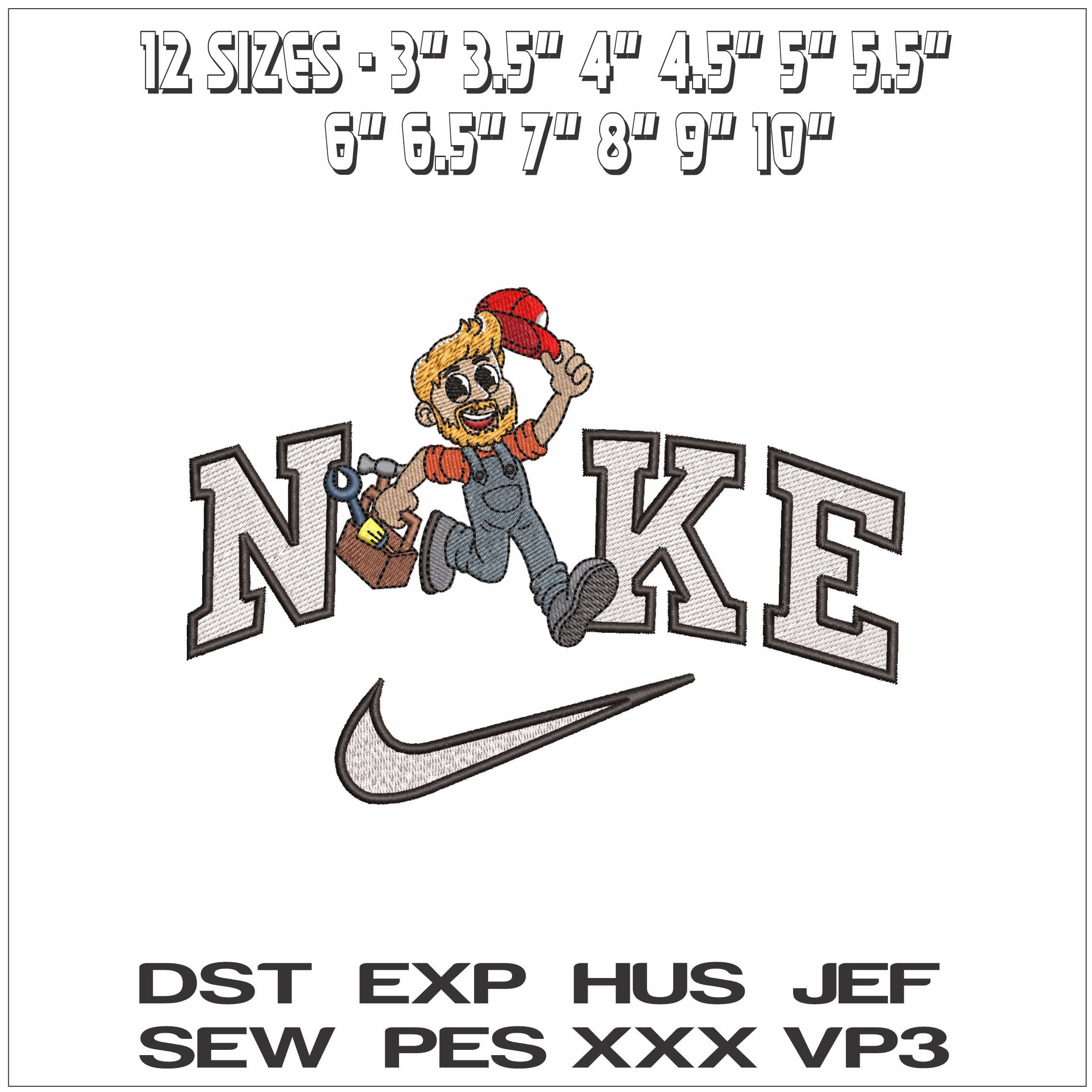 Nike Happy Handy Man- Elegant embroidery design file - instant download — view 2