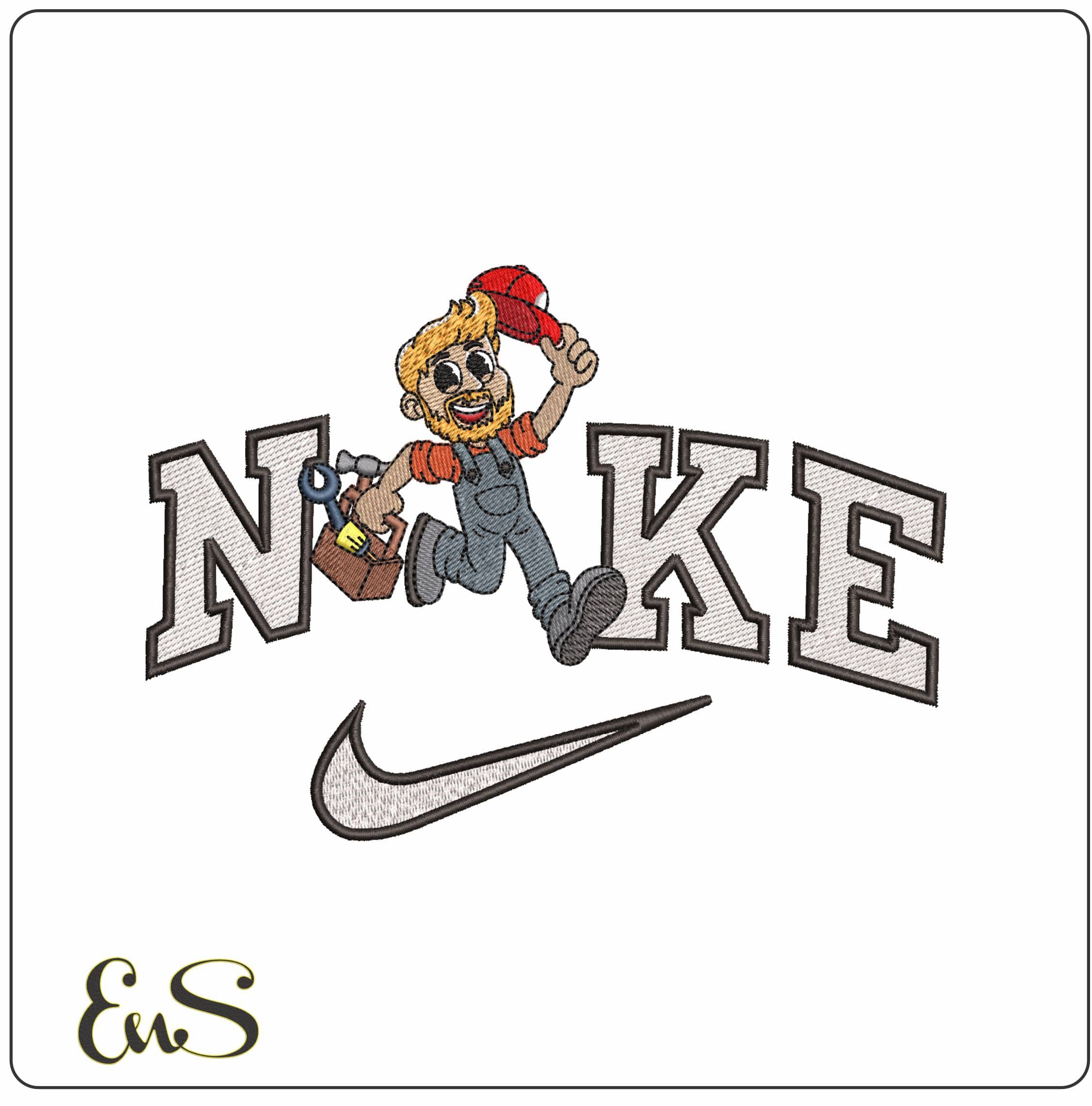 Nike Happy Handy Man- Elegant embroidery design file - instant download