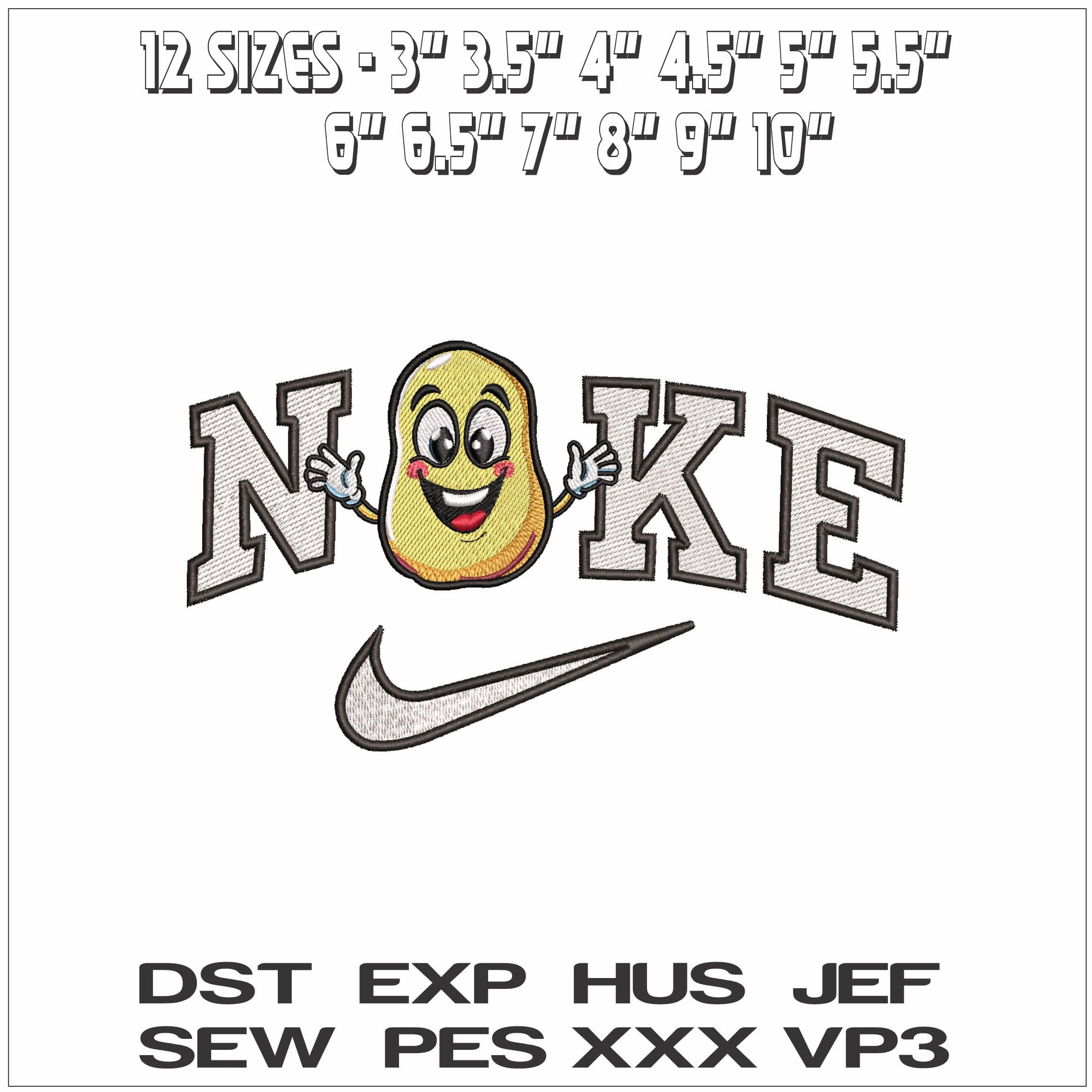 Nike Happy Potato- Elegant embroidery design file - instant download — view 2