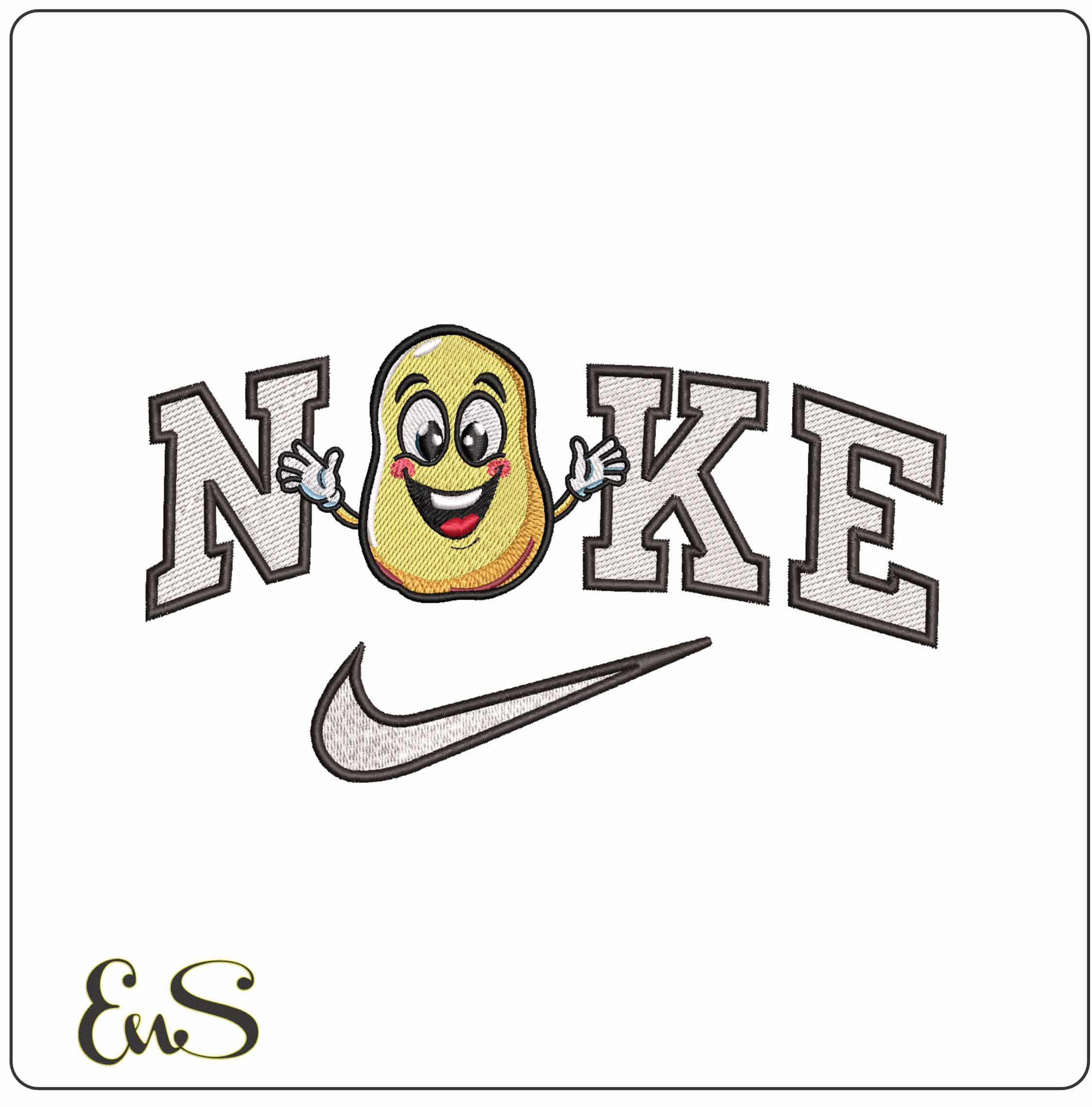 Nike Happy Potato- Elegant embroidery design file - instant download