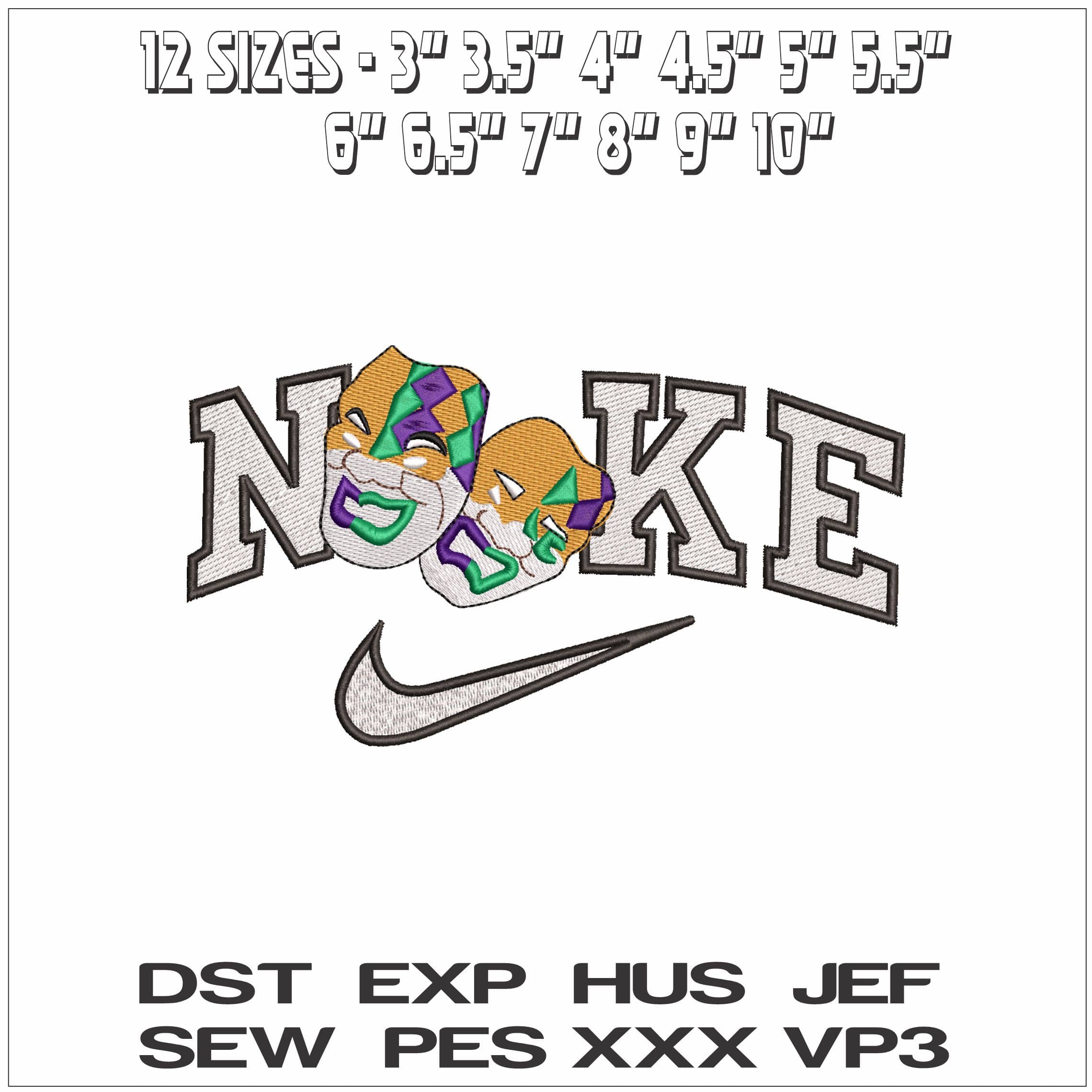 Nike Hareliquinn Masks for Mardi Gras- Elegant embroidery design file - instant download — view 2