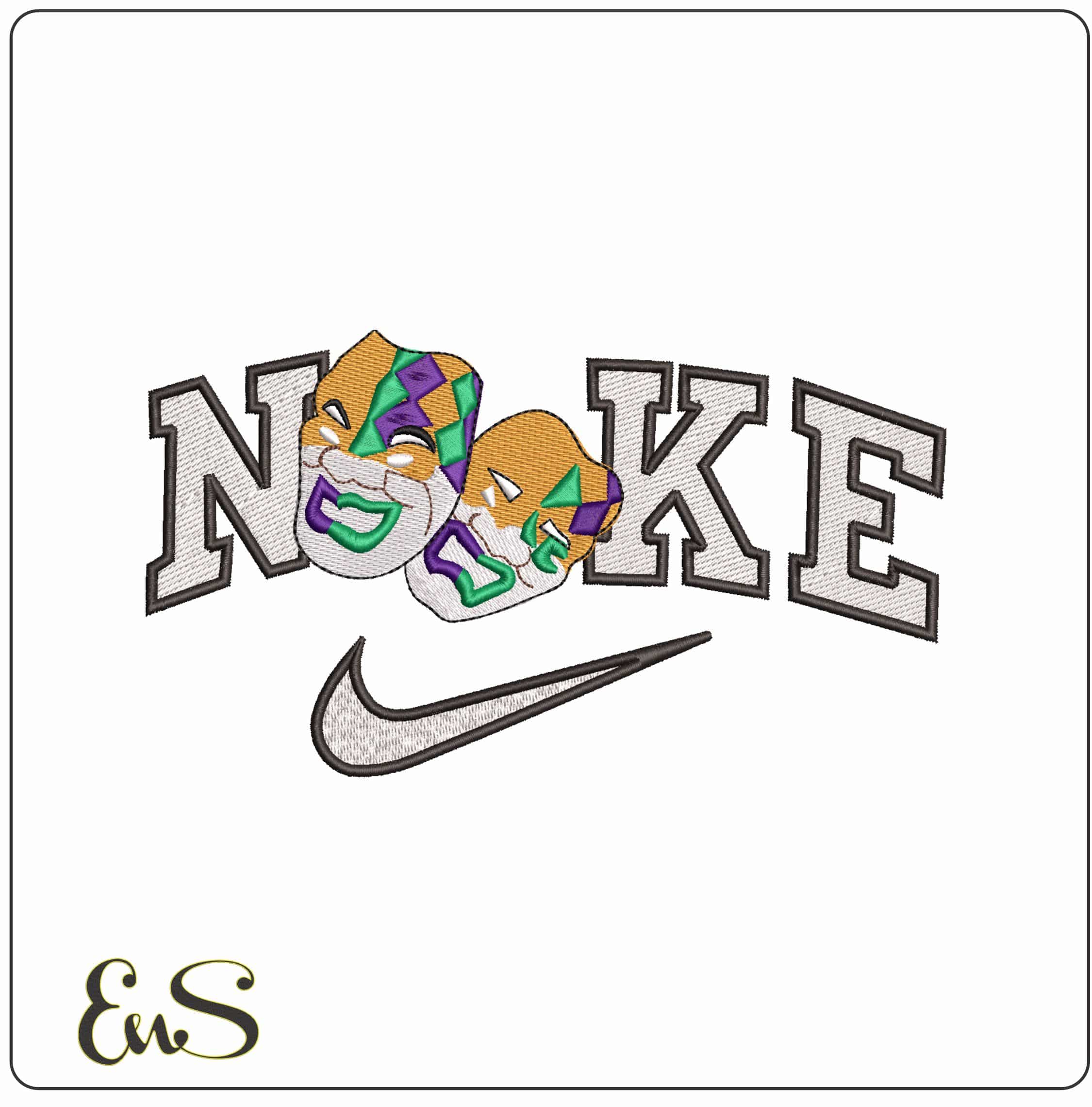 Nike Hareliquinn Masks for Mardi Gras- Elegant embroidery design file - instant download