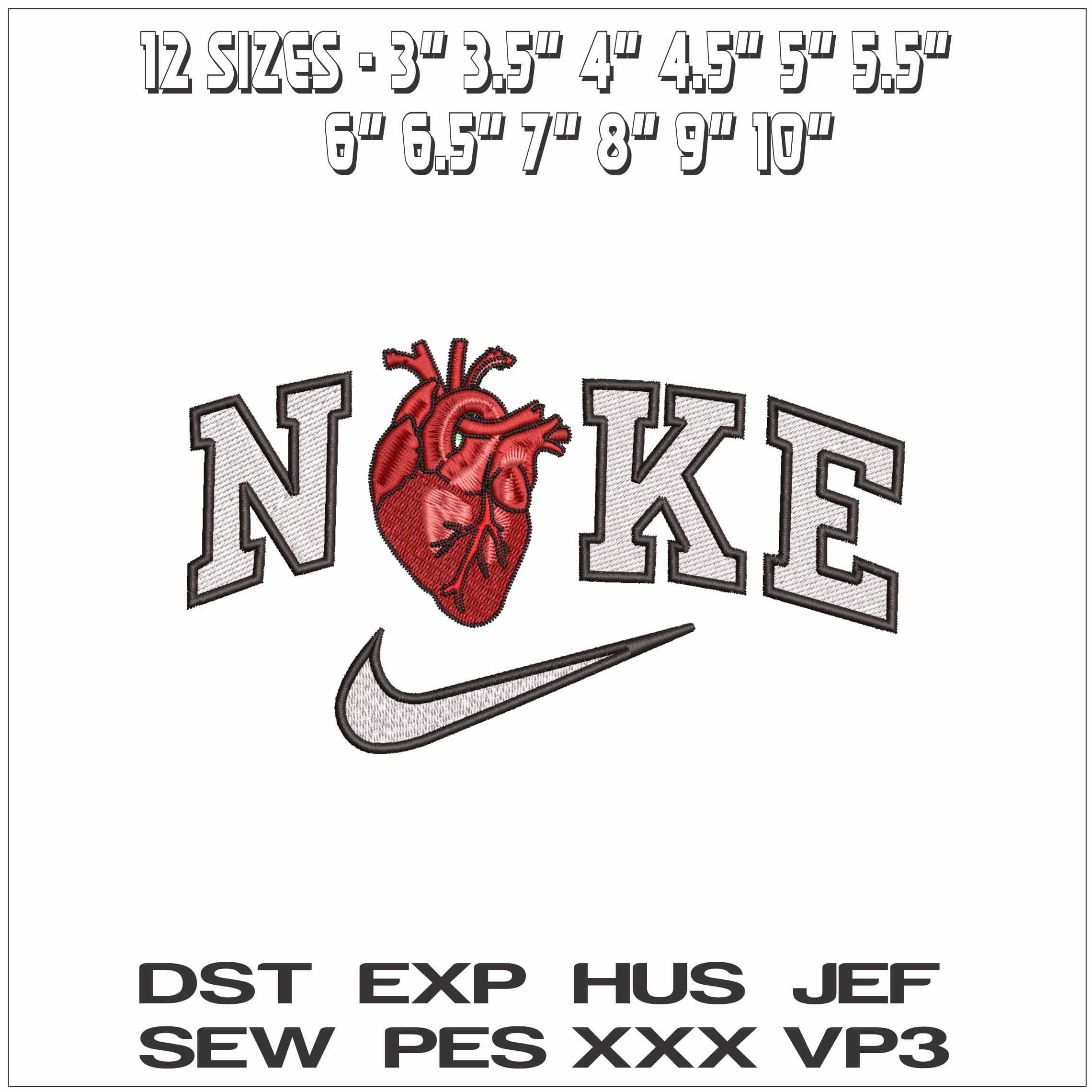 Nike Heart Organ- Elegant embroidery design file - instant download — view 2