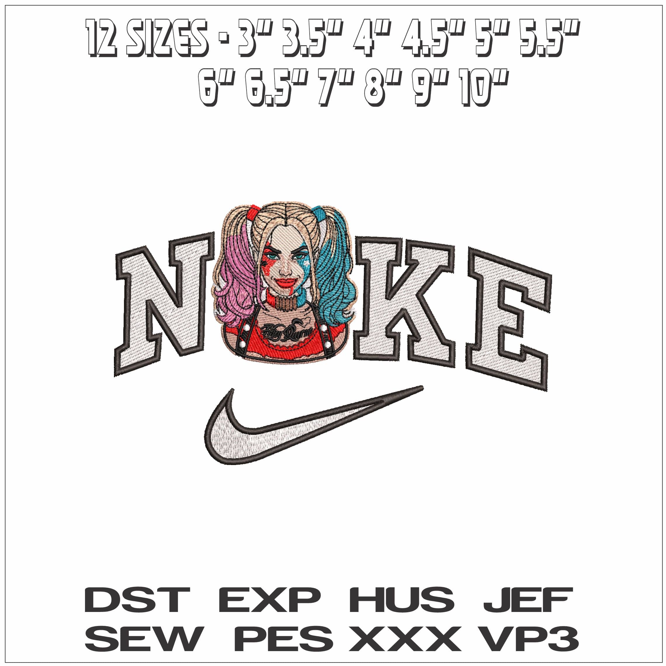 Nike Hirley Quinn- Elegant embroidery design file - instant download — view 2