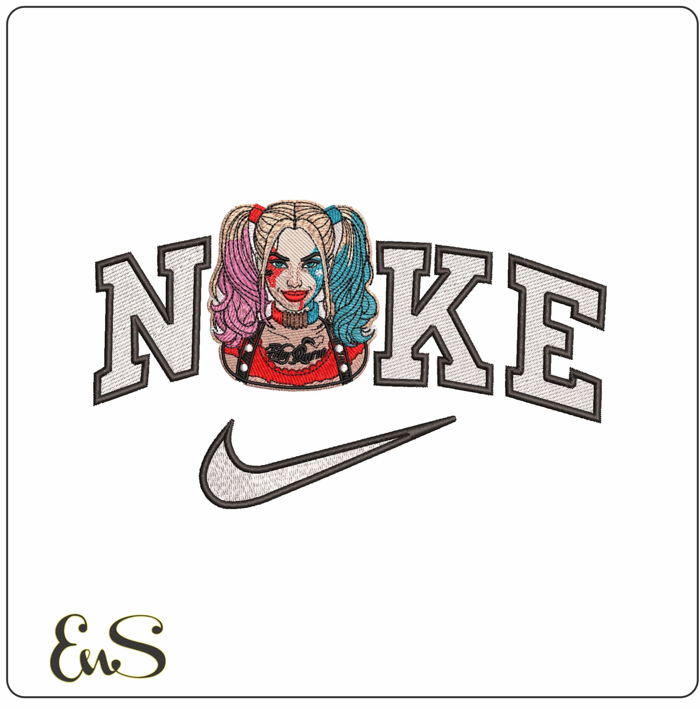 Nike Hirley Quinn- Elegant embroidery design file - instant download