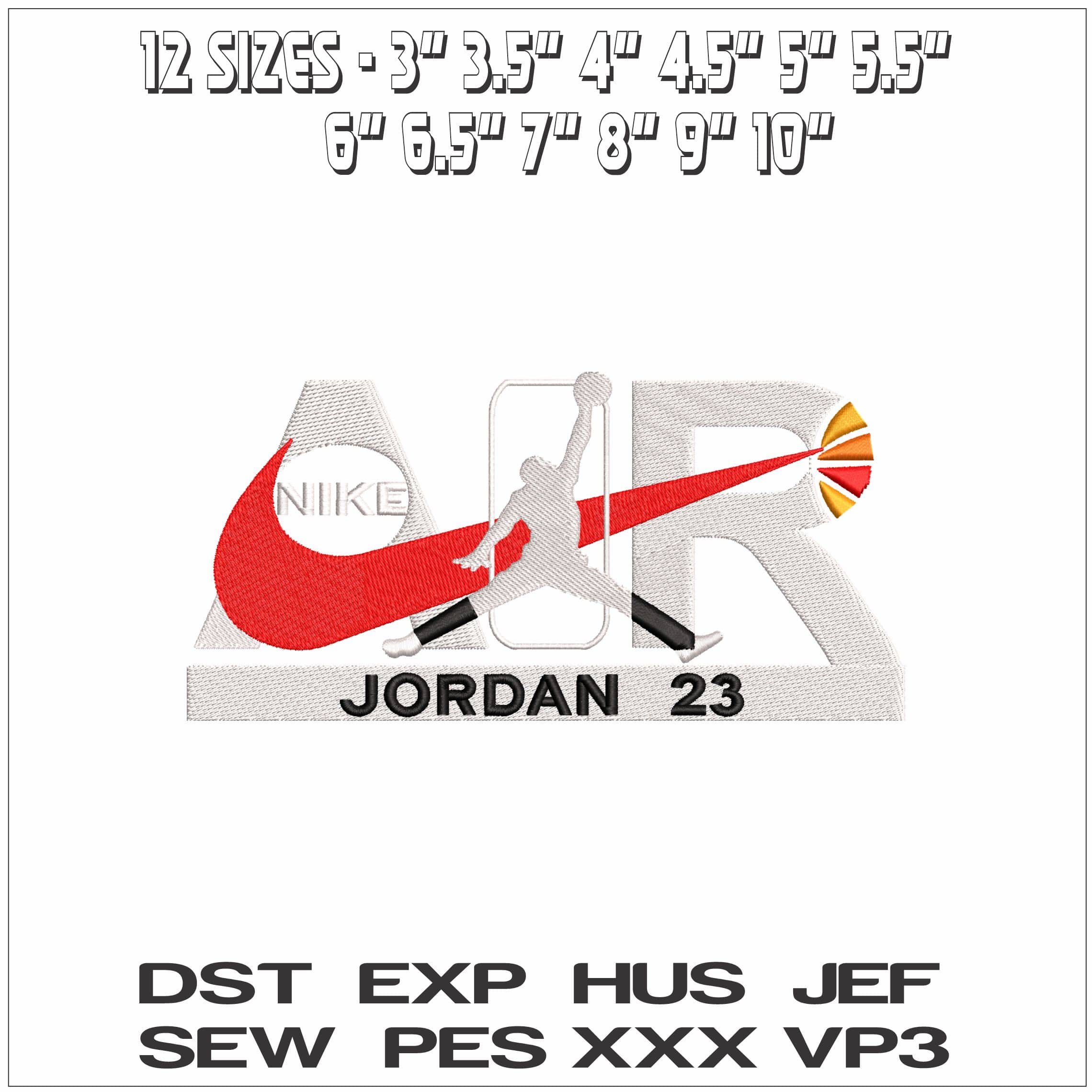 Nike Jordan Air- Elegant embroidery design file - instant download — view 2