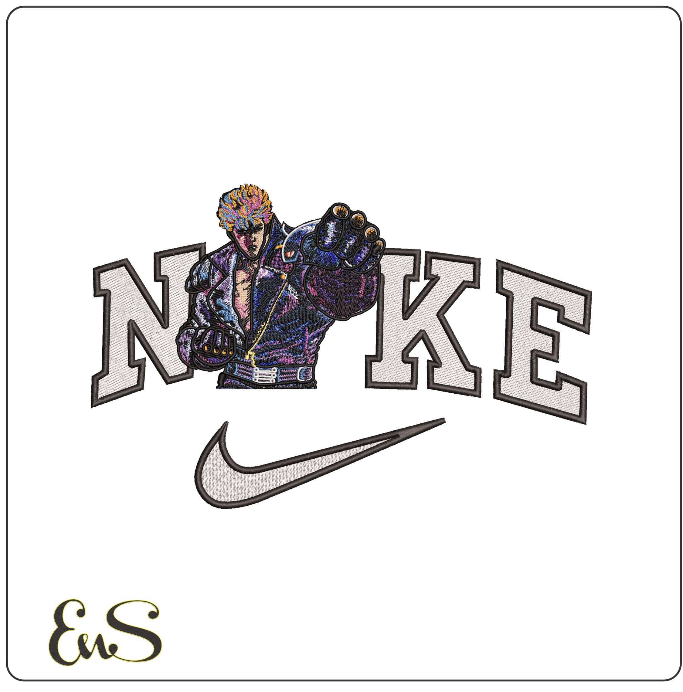 Nike Kenshiro Fist of the North Star Anime- Elegant embroidery design file - instant download