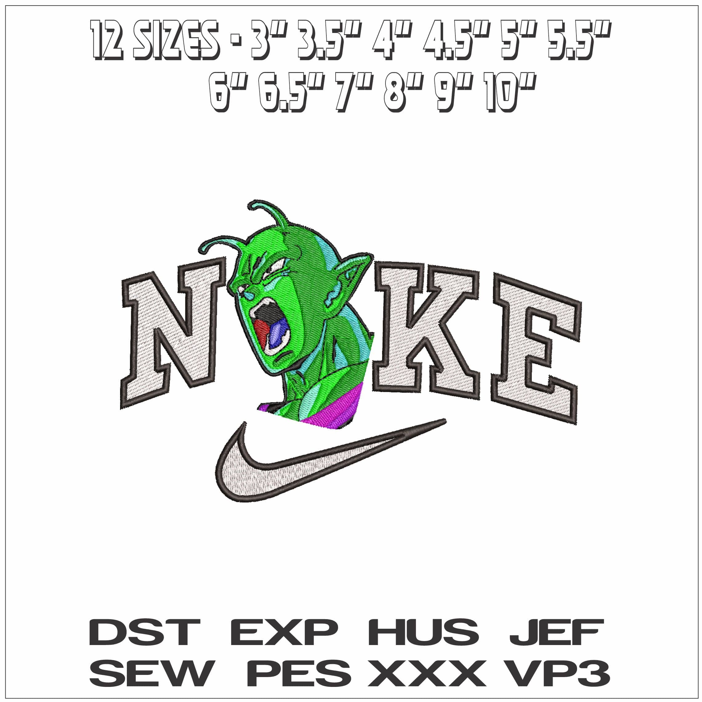 Nike King Piccolo Head Roaring Anime- Elegant embroidery design file - instant download — view 2