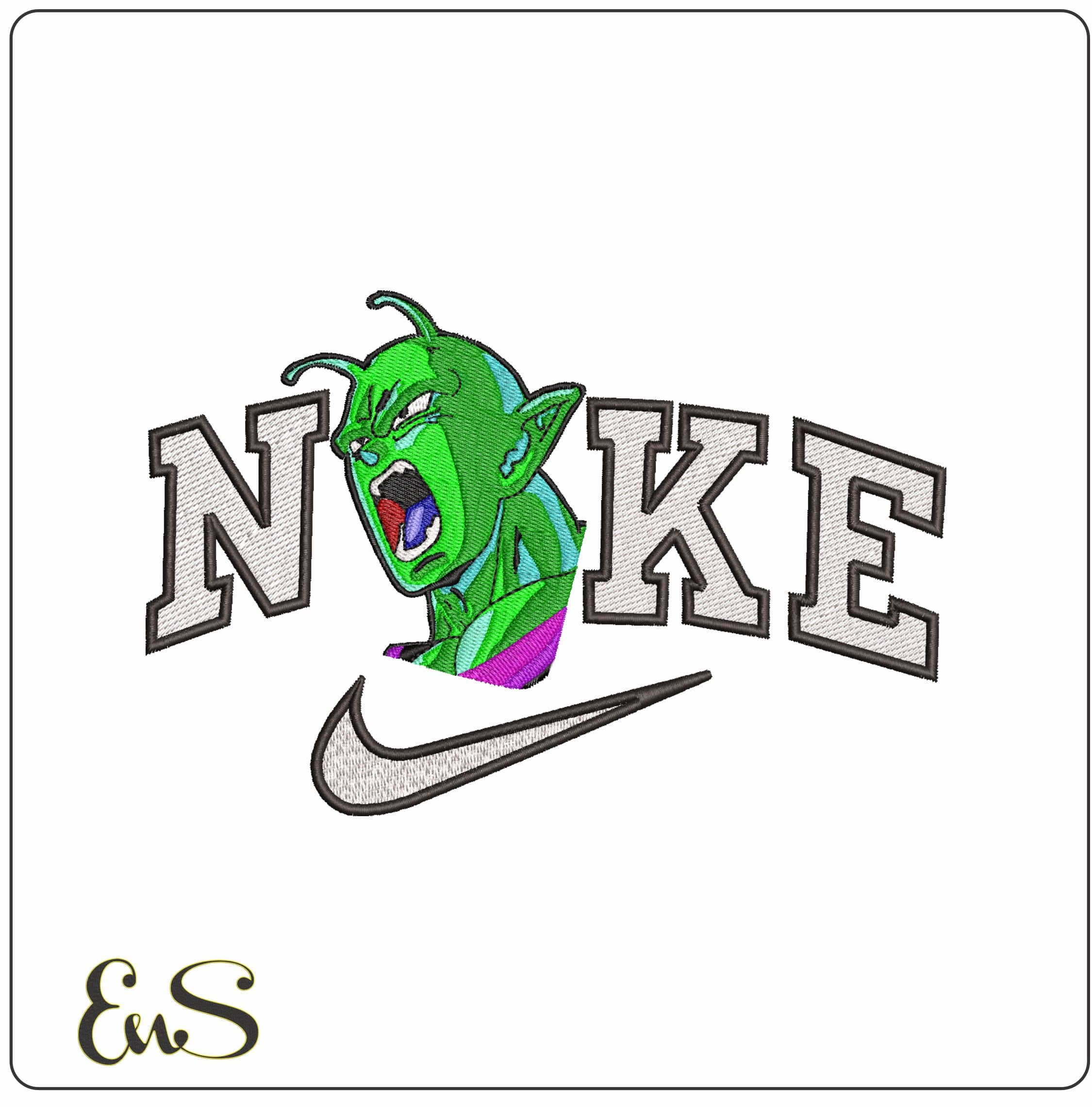 Nike King Piccolo Head Roaring Anime- Elegant embroidery design file - instant download