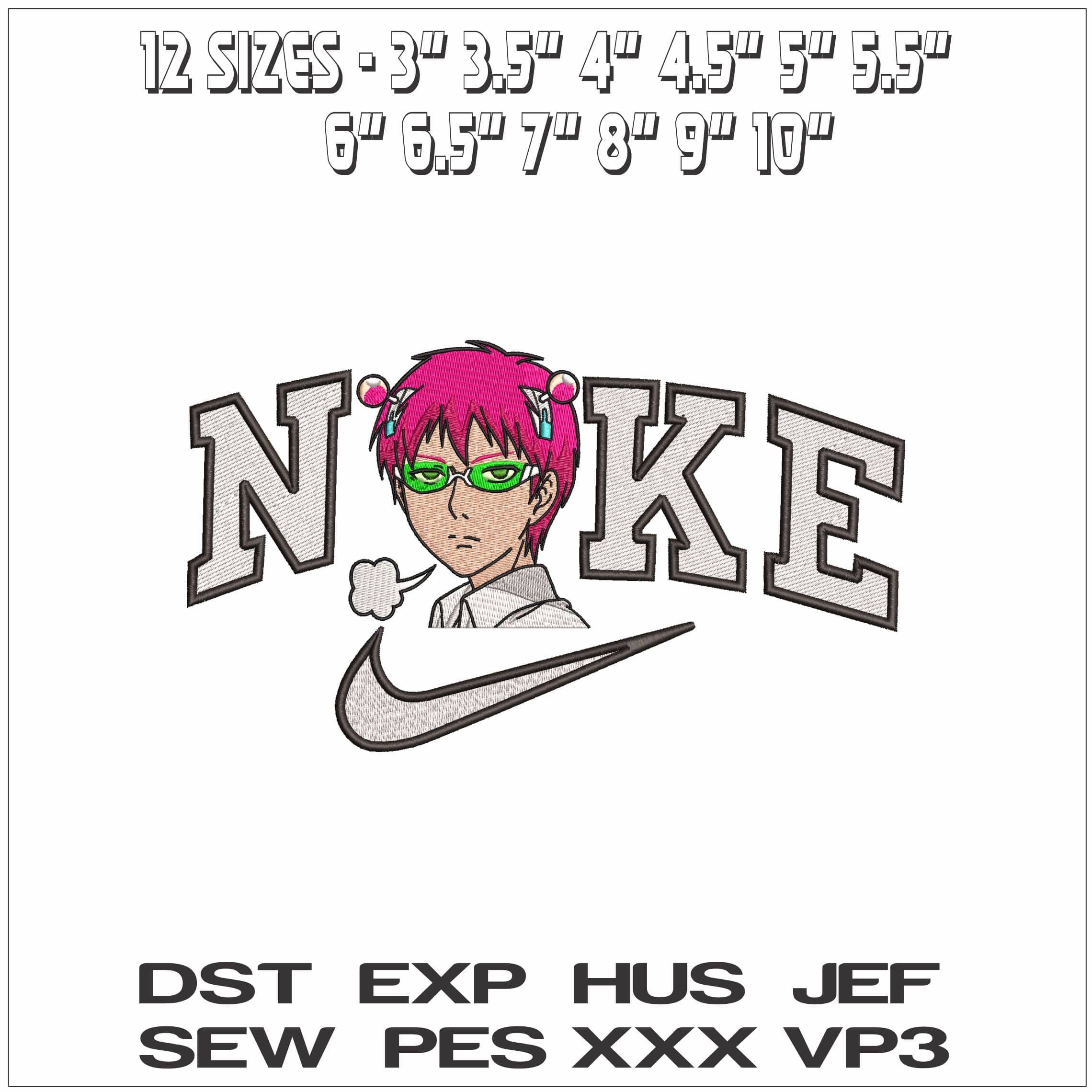 Nike Kusuo Saiki The Disastrous Life of Saiki K Anime- Elegant embroidery design file - instant download — view 2