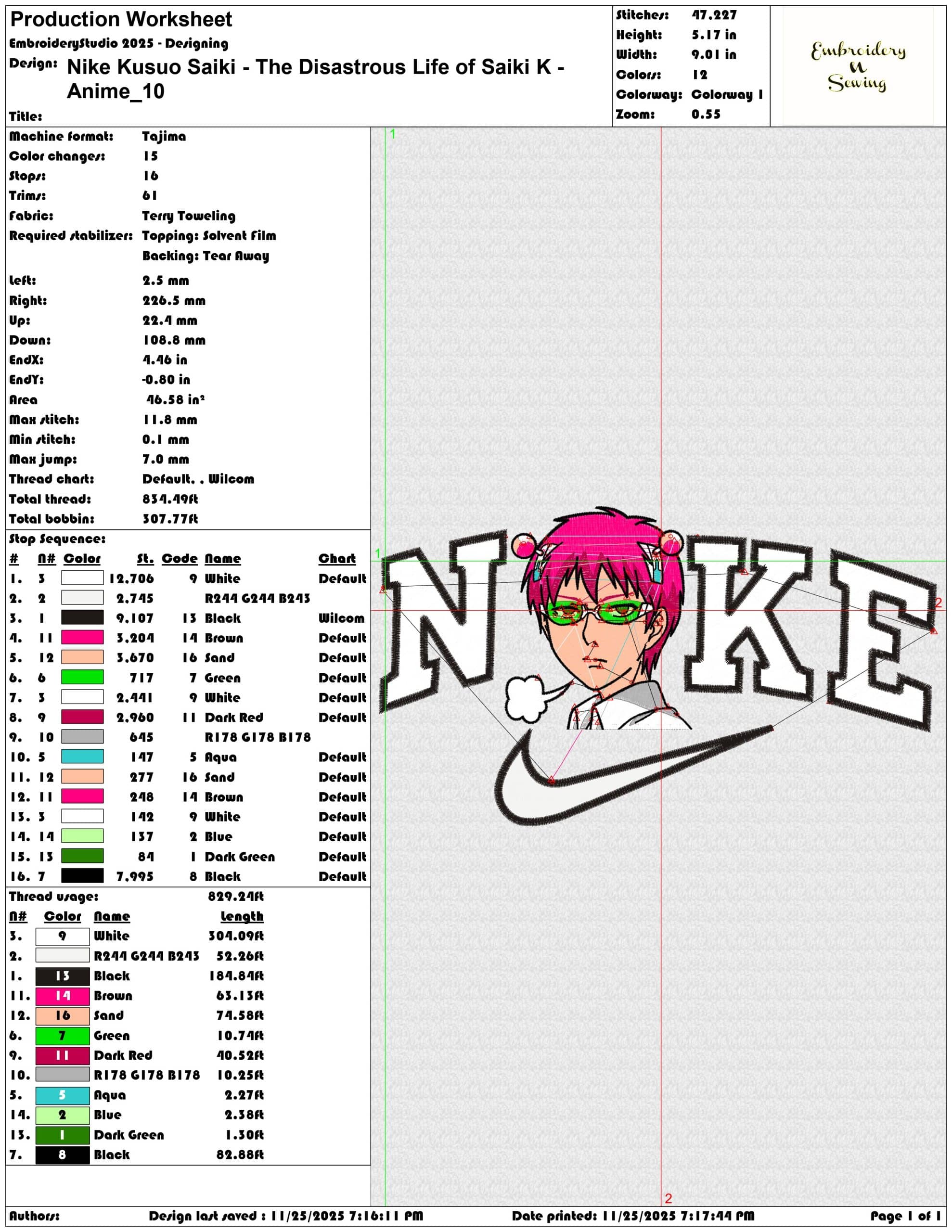 Nike Kusuo Saiki The Disastrous Life of Saiki K Anime- Elegant embroidery design file - instant download — view 3
